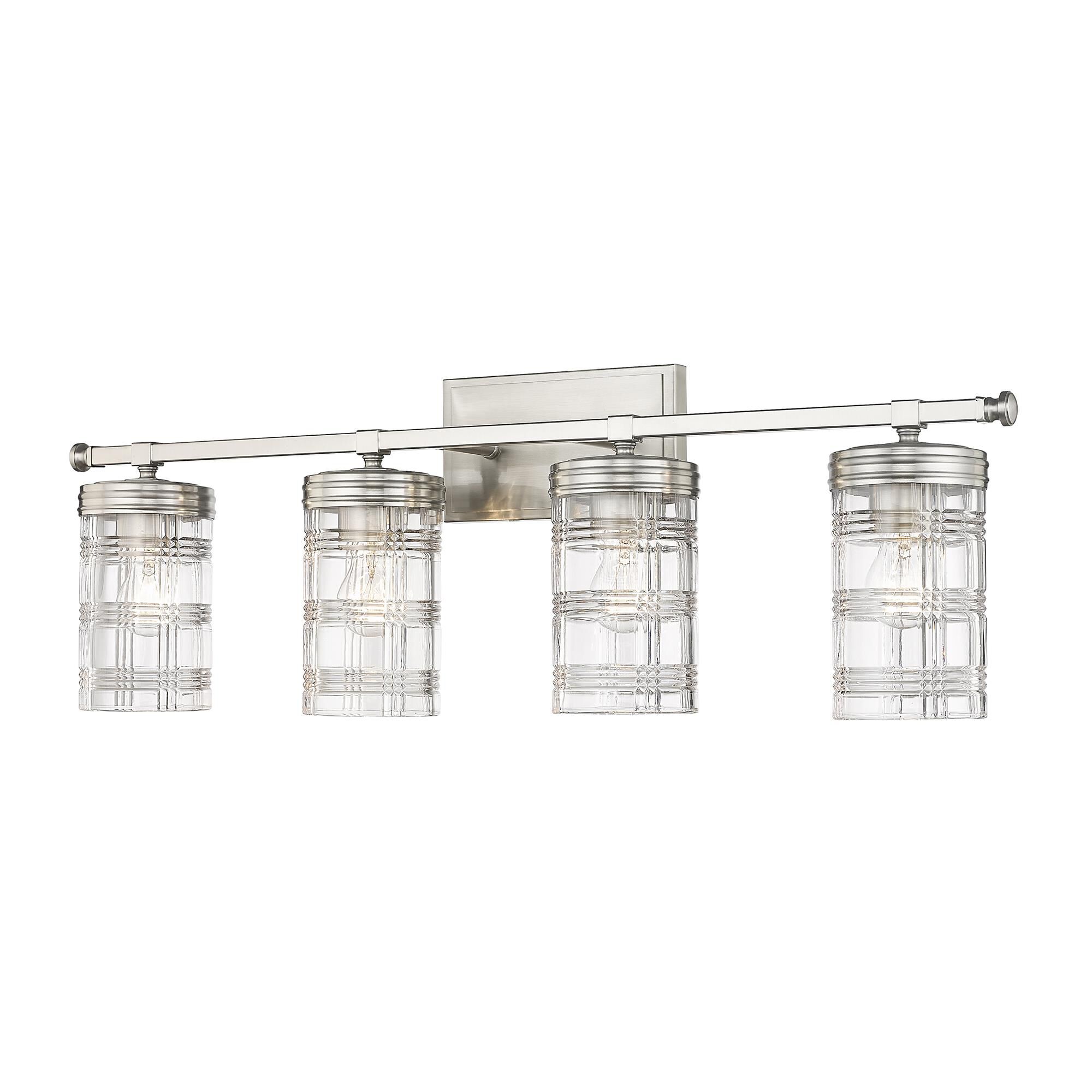 Shown in Brushed Nickel finish and Clear glass