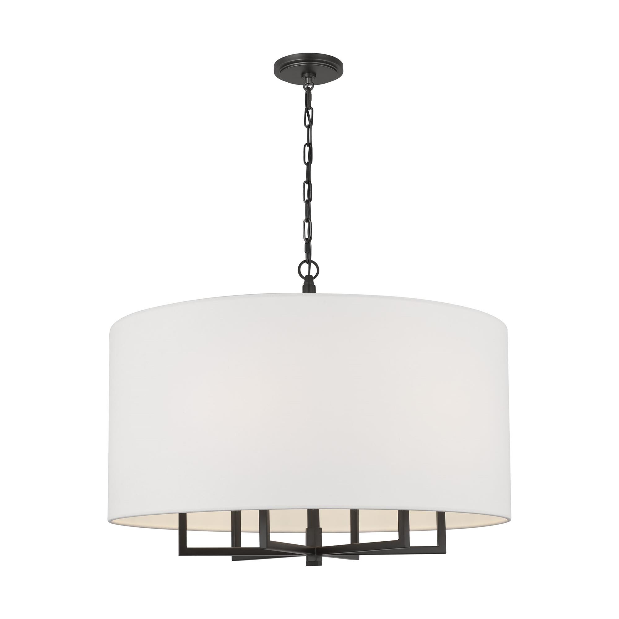 Shown in Aged Iron finish and White Linen shade