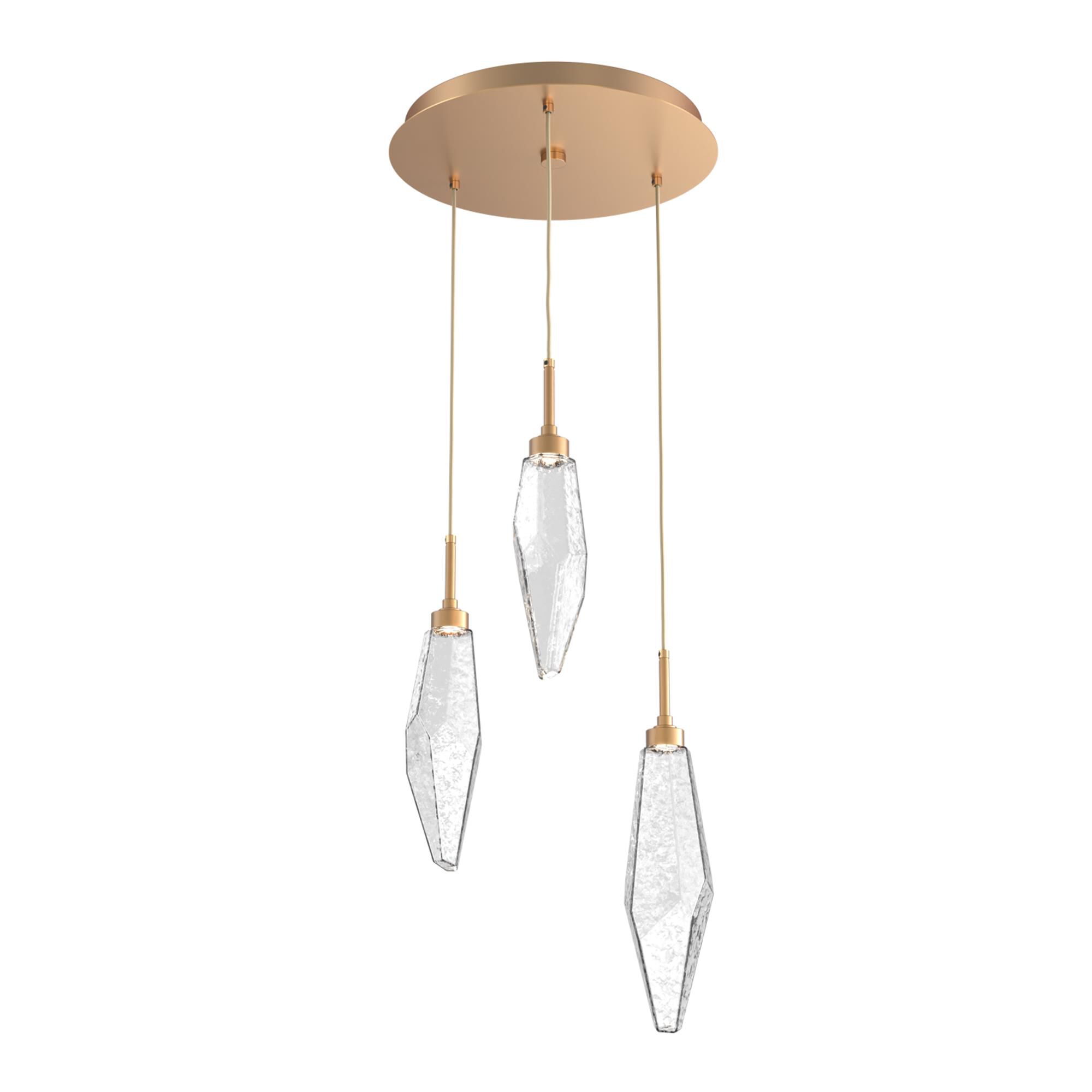 Shown in Novel Brass finish and Chilled Blown And Clear glass