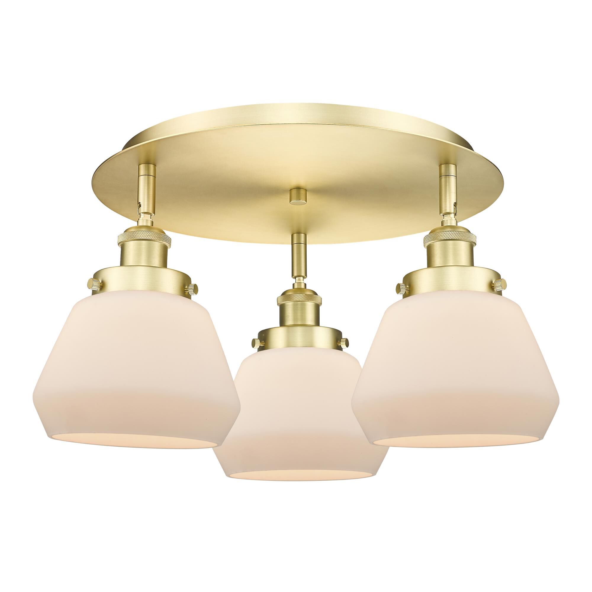 Shown in Satin Gold finish and Matte White glass