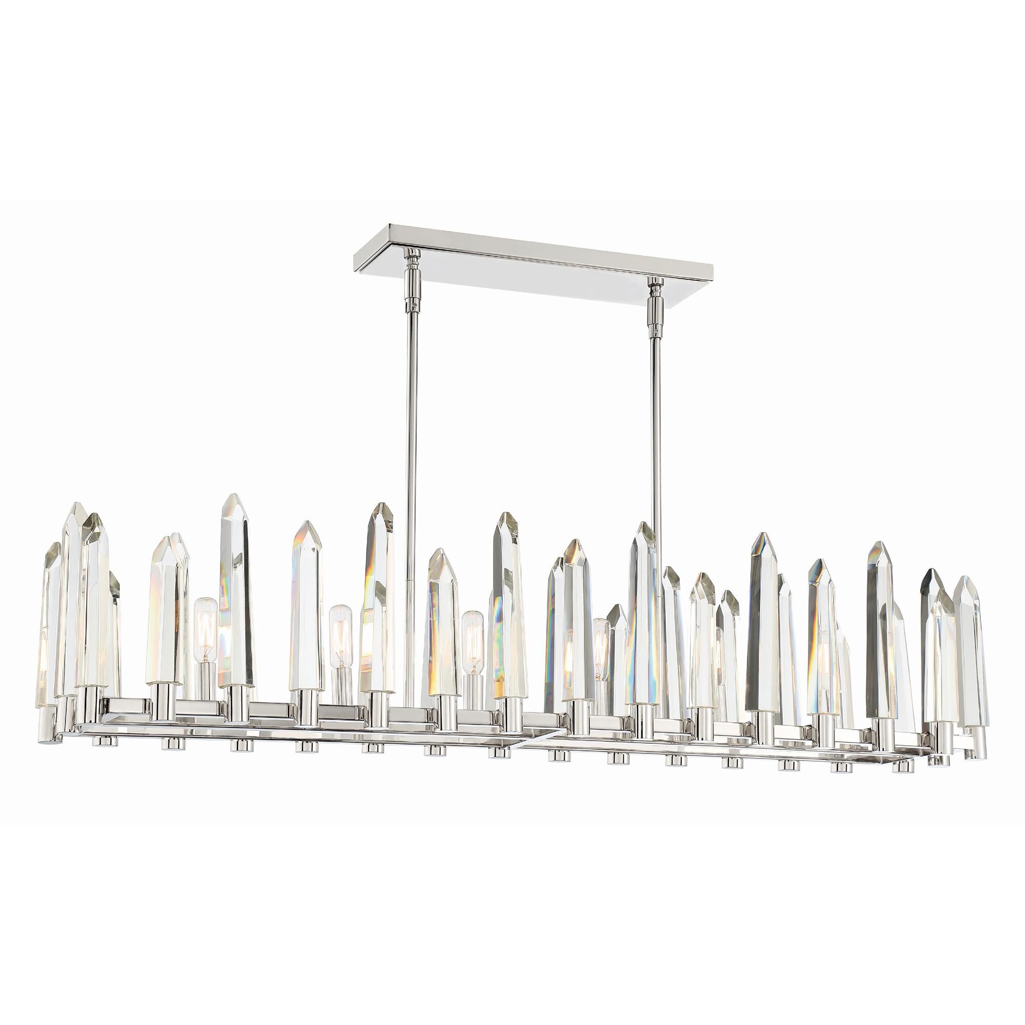 Shown in Polished Nickel finish and Clear Glass crystal
