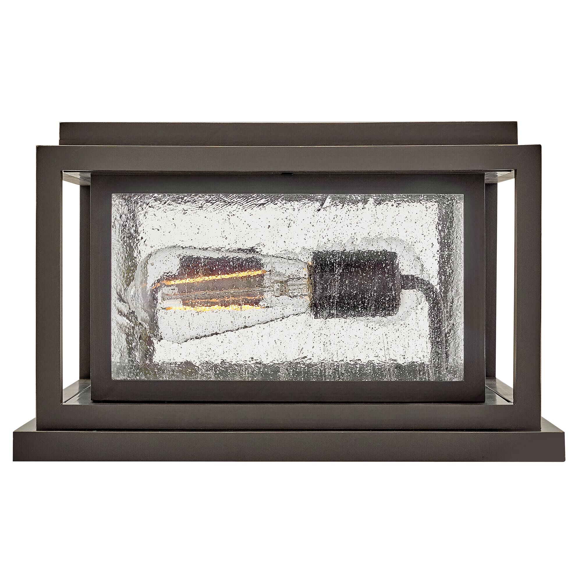 Shown in Oil Rubbed Bronze finish and Clear Seedy glass