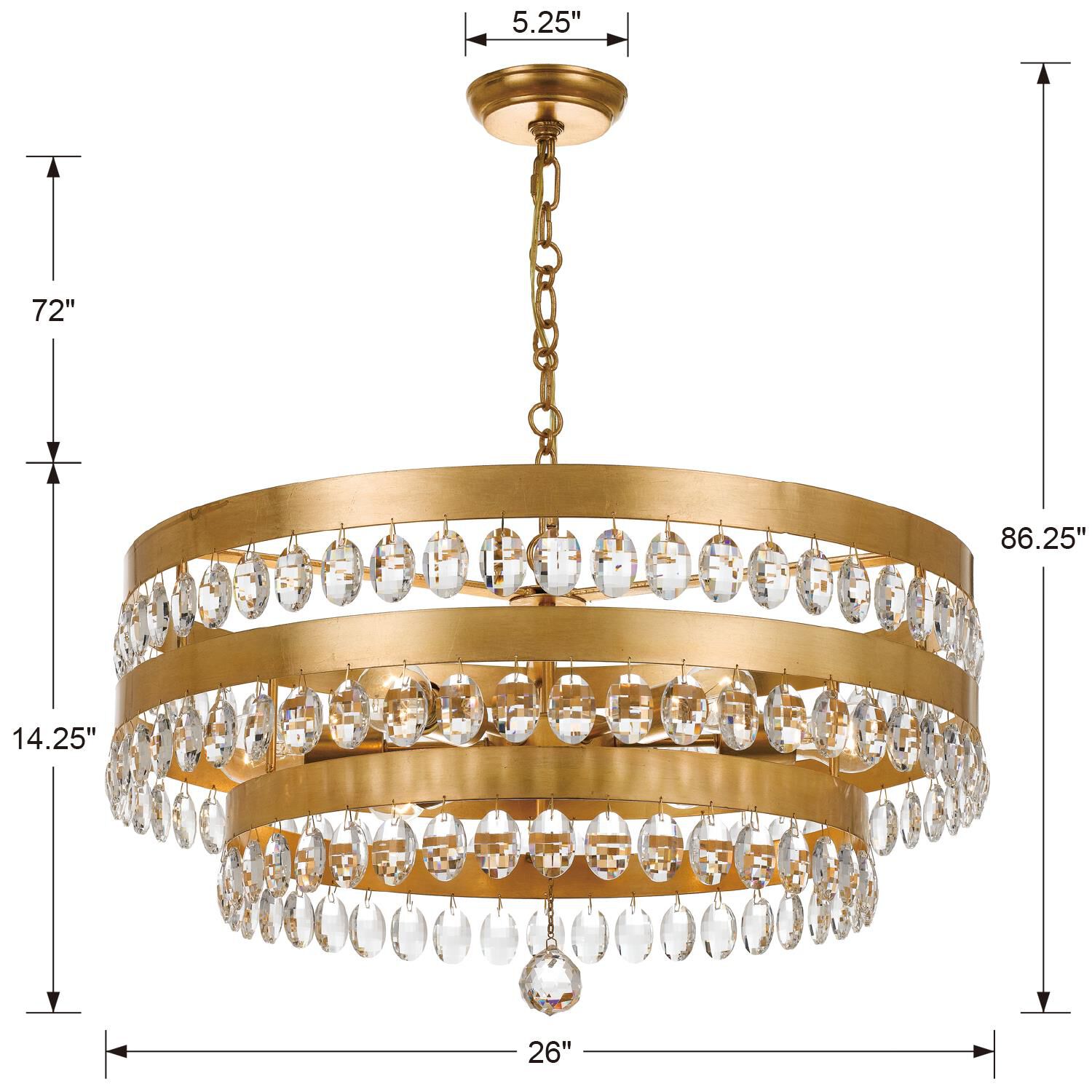 Perla 26 Inch 6 Light Chandelier by Crystorama