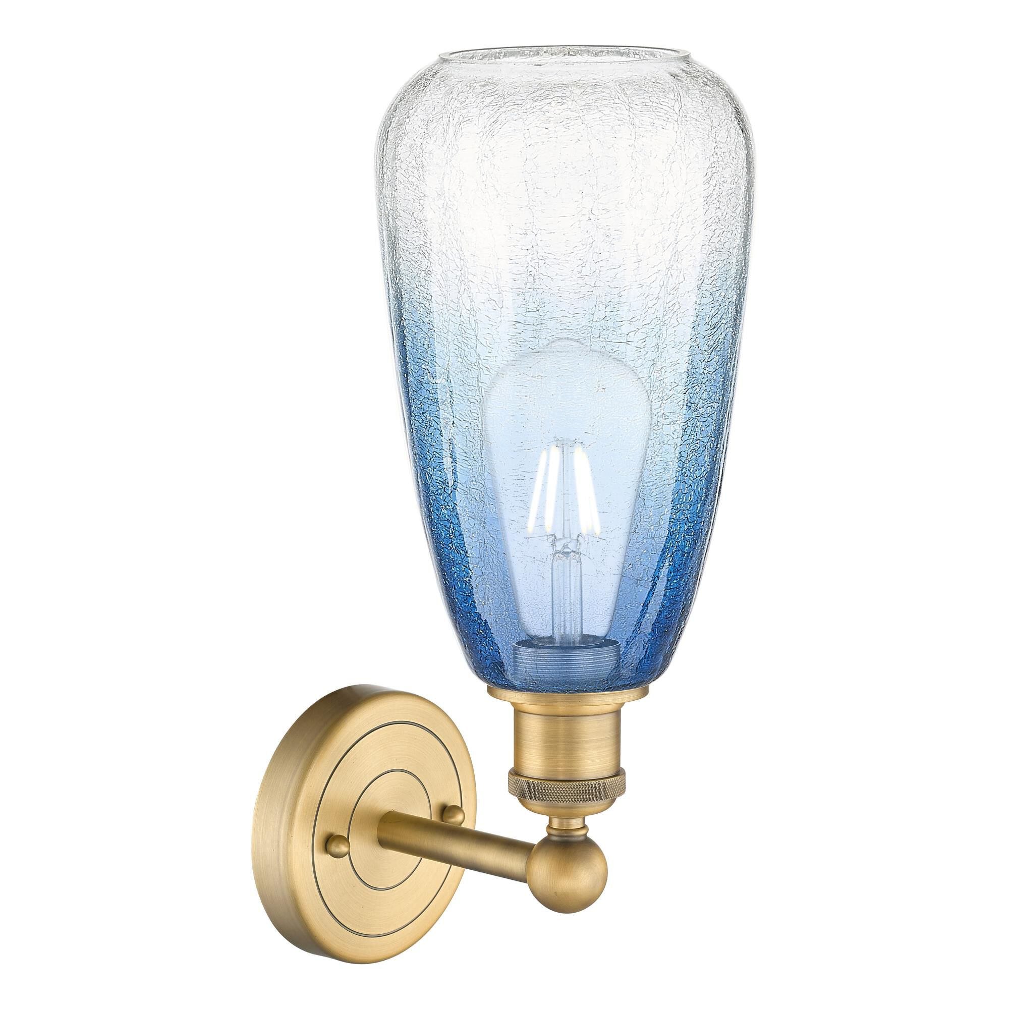 Shown in Brushed Brass finish and Sapphire Blue glass