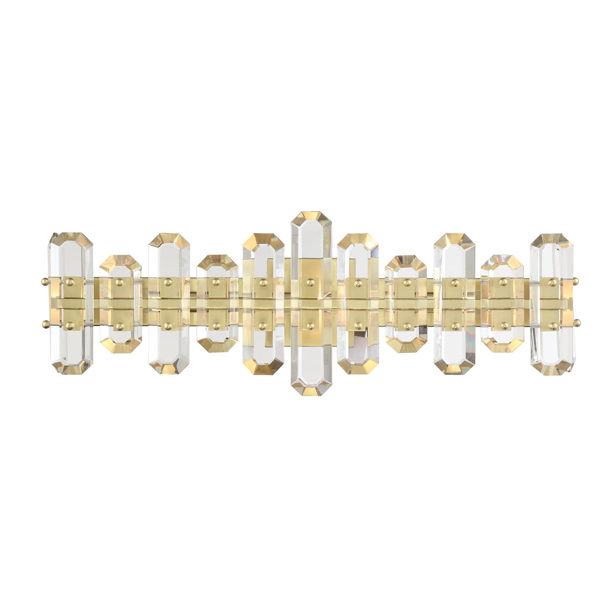 Shown in Aged Brass finish and Faceted Elements crystal