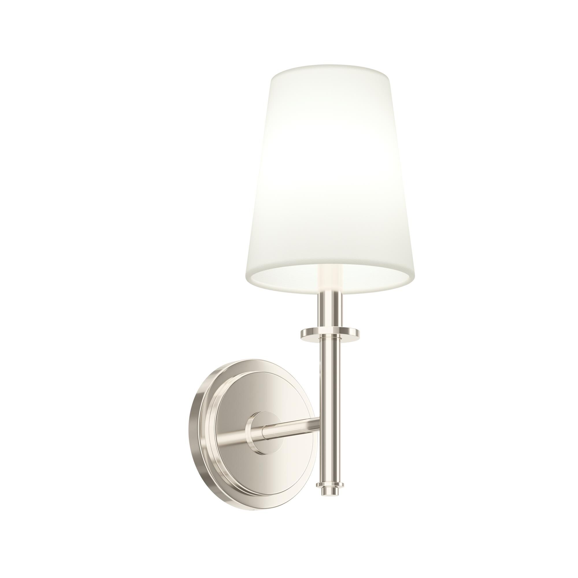 Shown in Polished Nickel finish and Fabric shade