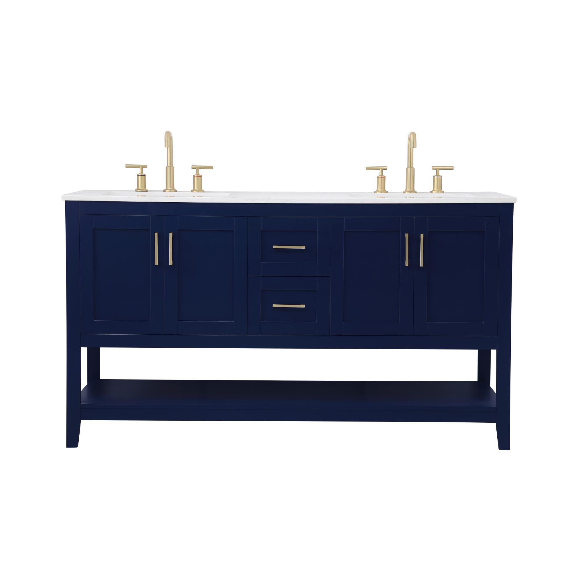 Shown in Blue And Gold With Calacatta Quartz finish