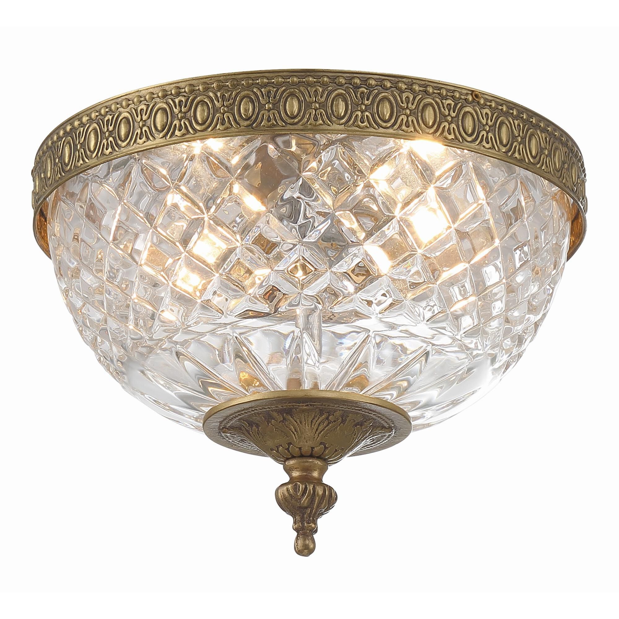 Shown in Olde Brass finish and Lead Crystal glass and Lead Crystal shade