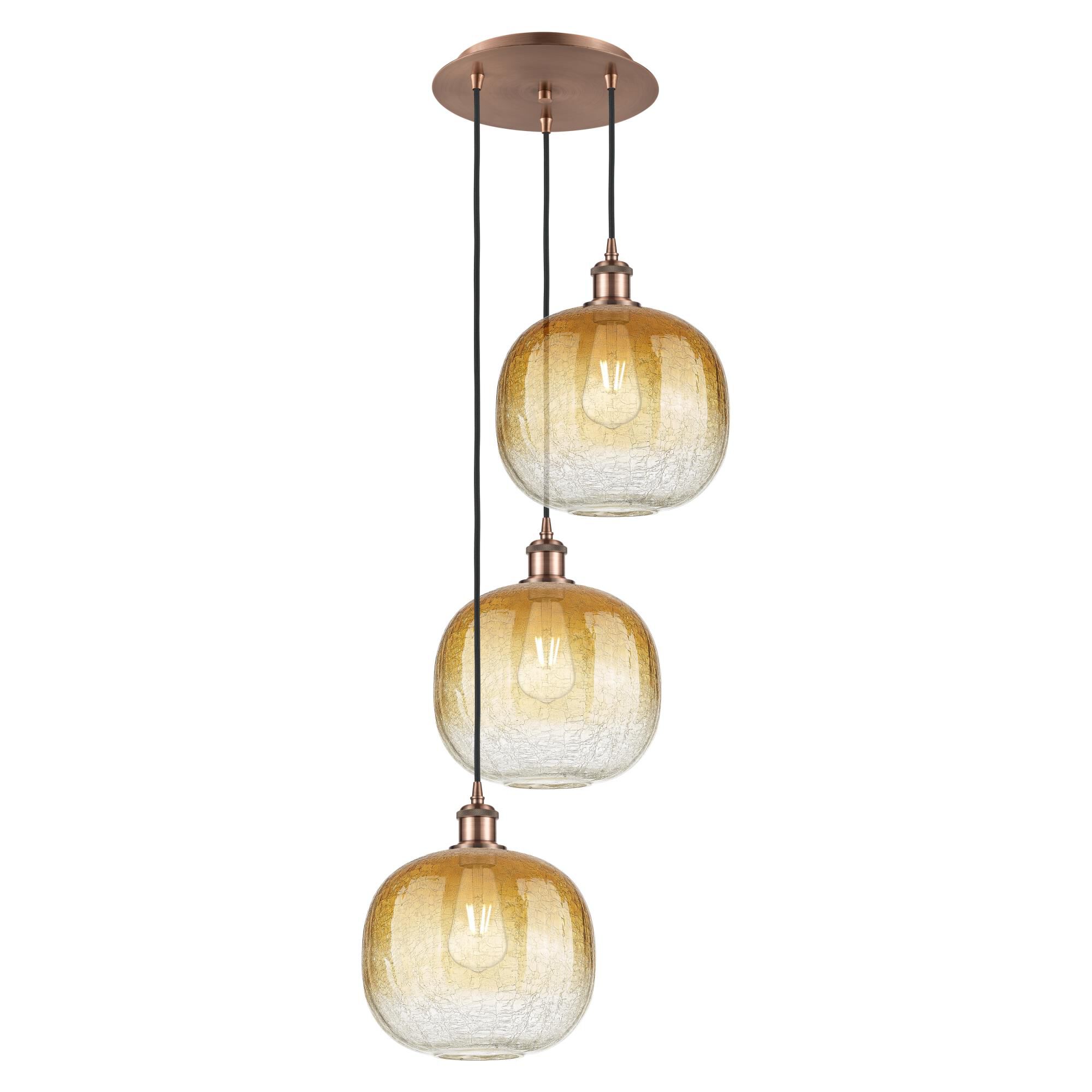 Shown in Antique Copper finish and Amber glass