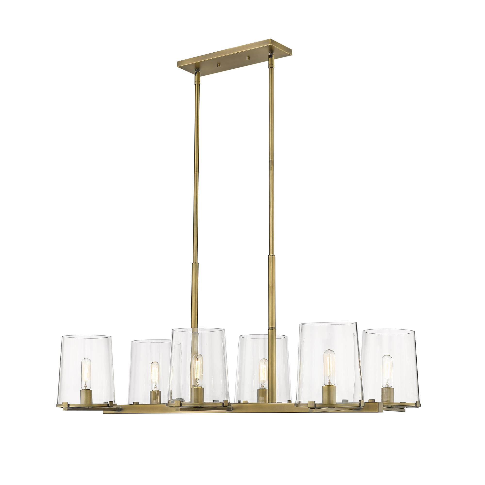 Shown in Rubbed Brass finish and Glass shade