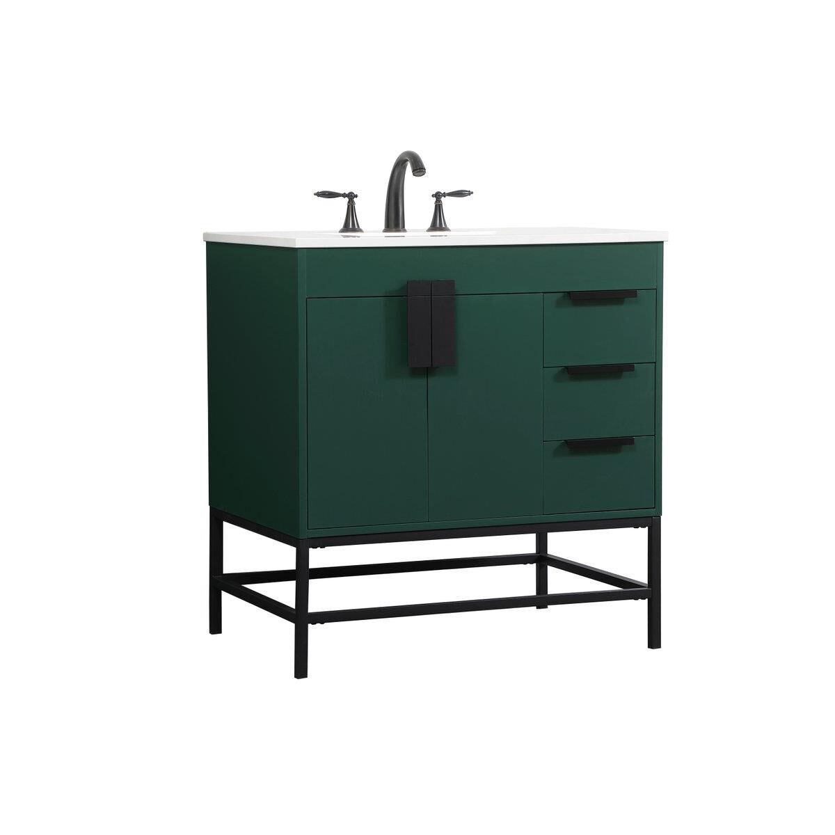 Shown in Green finish and Without Backsplash accent