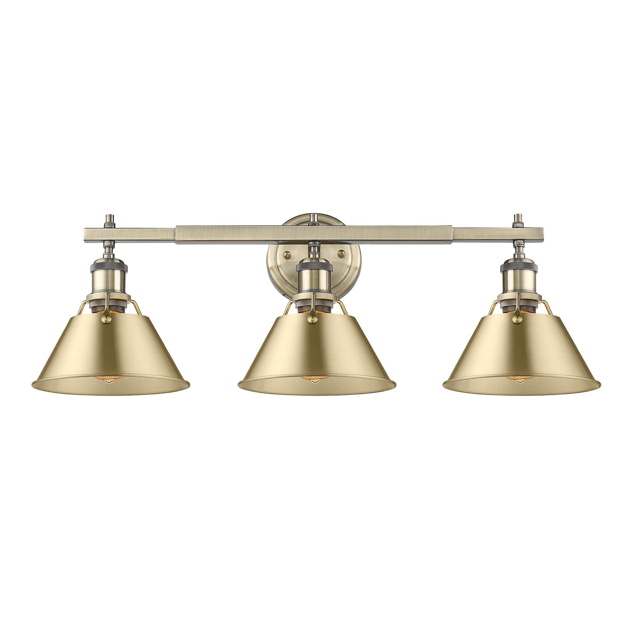 Shown in Aged Brass finish and Without Glass glass and Brushed Champagne Bronze shade