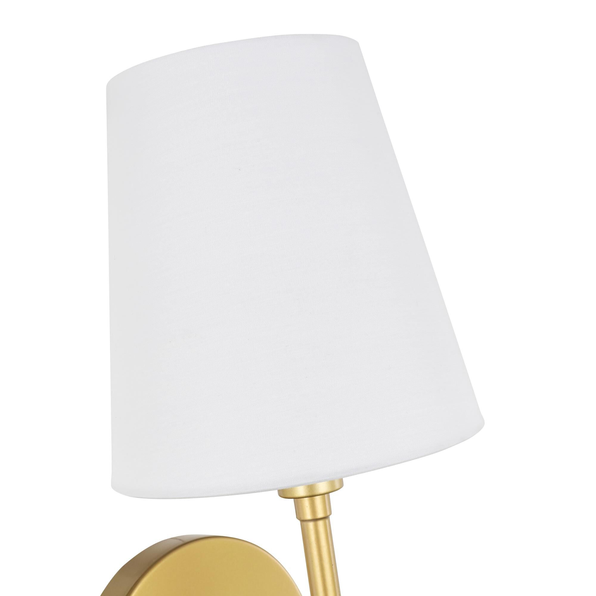 Shown in Brass finish and White Fabric shade