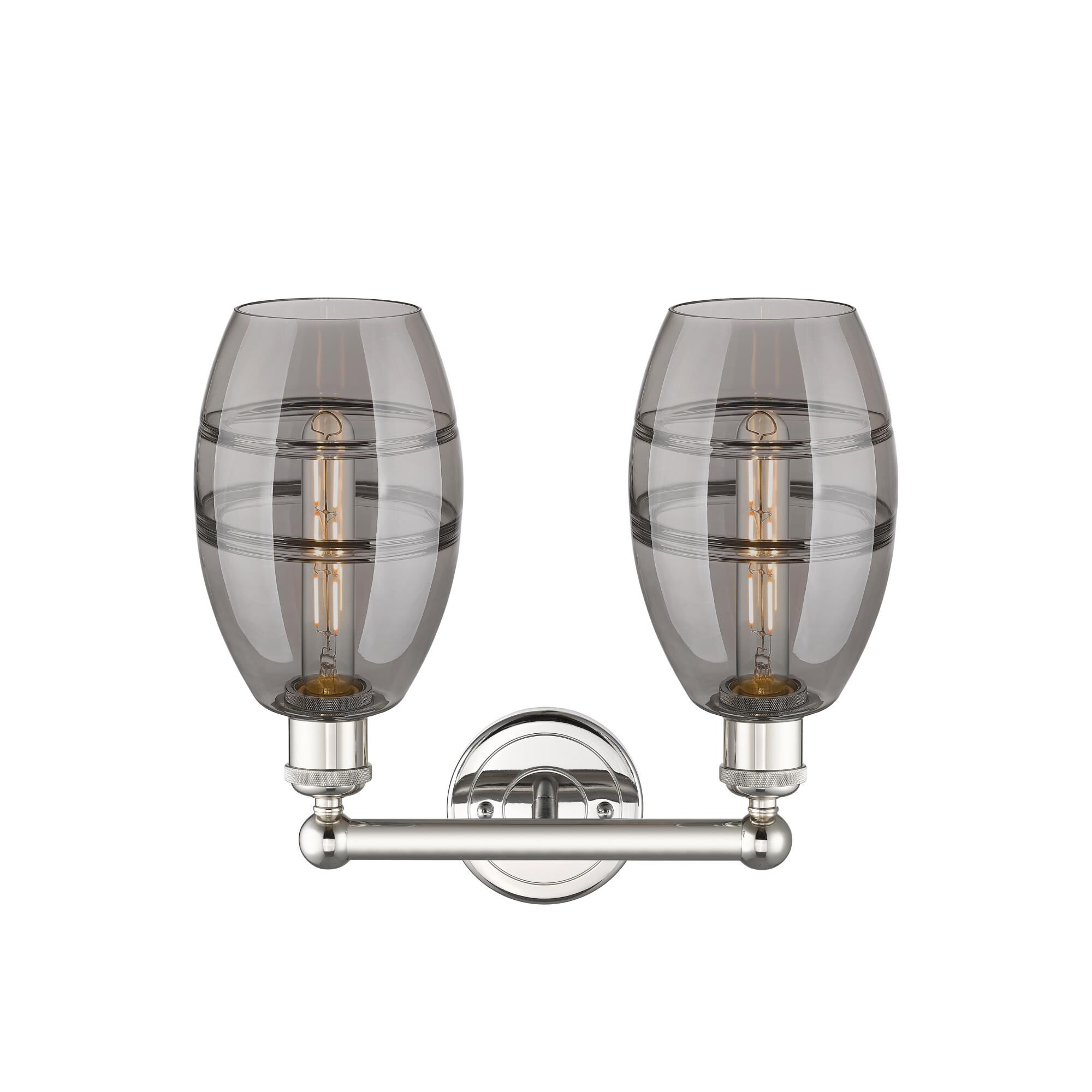 Shown in Polished Nickel finish and Light Smoke glass