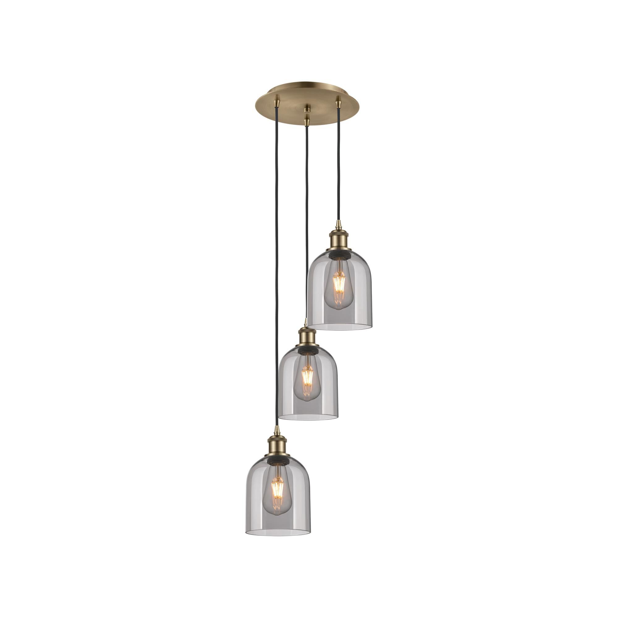 Shown in Antique Brass finish and Light Smoke glass