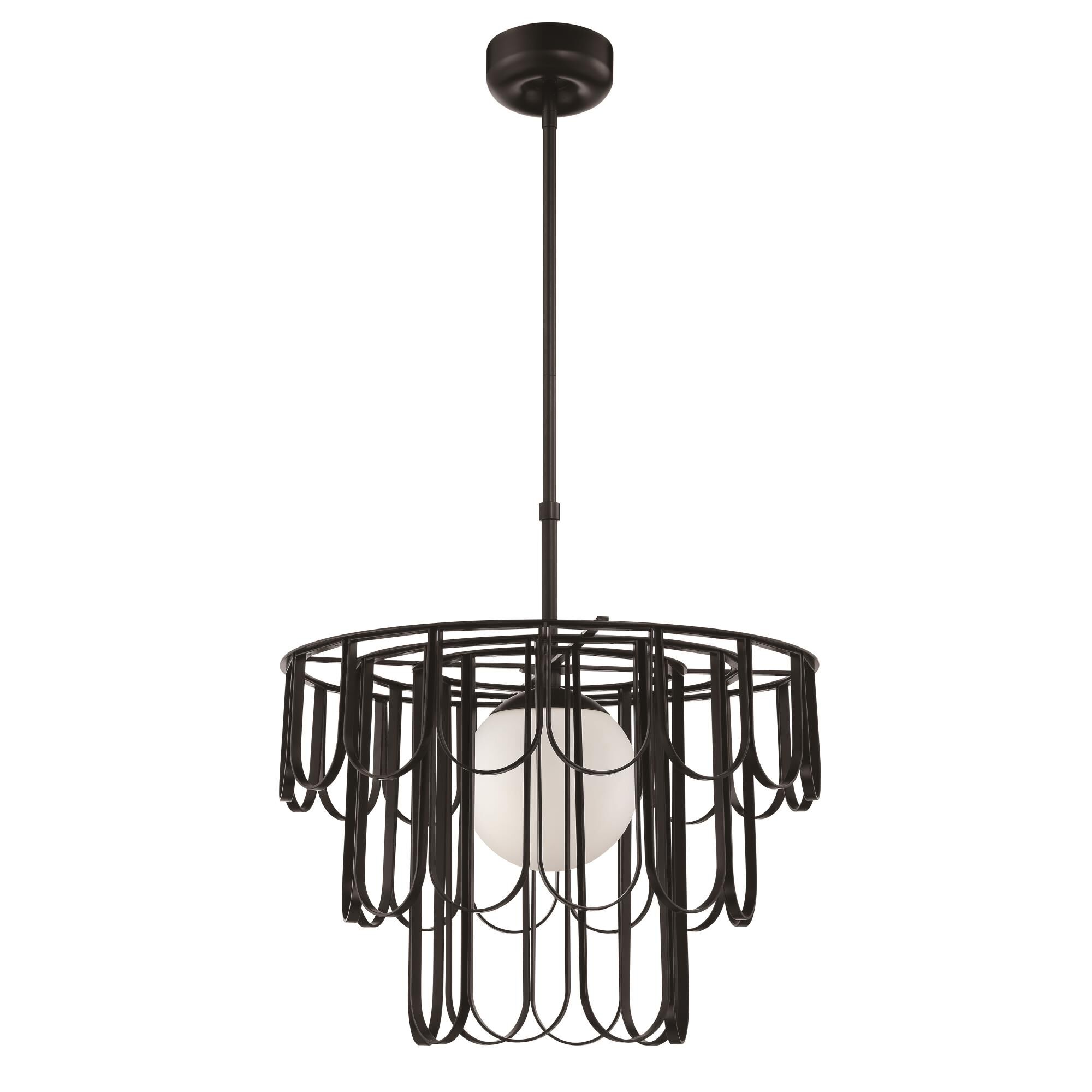 Shown in Flat Black finish and White Frosted glass and Glass shade