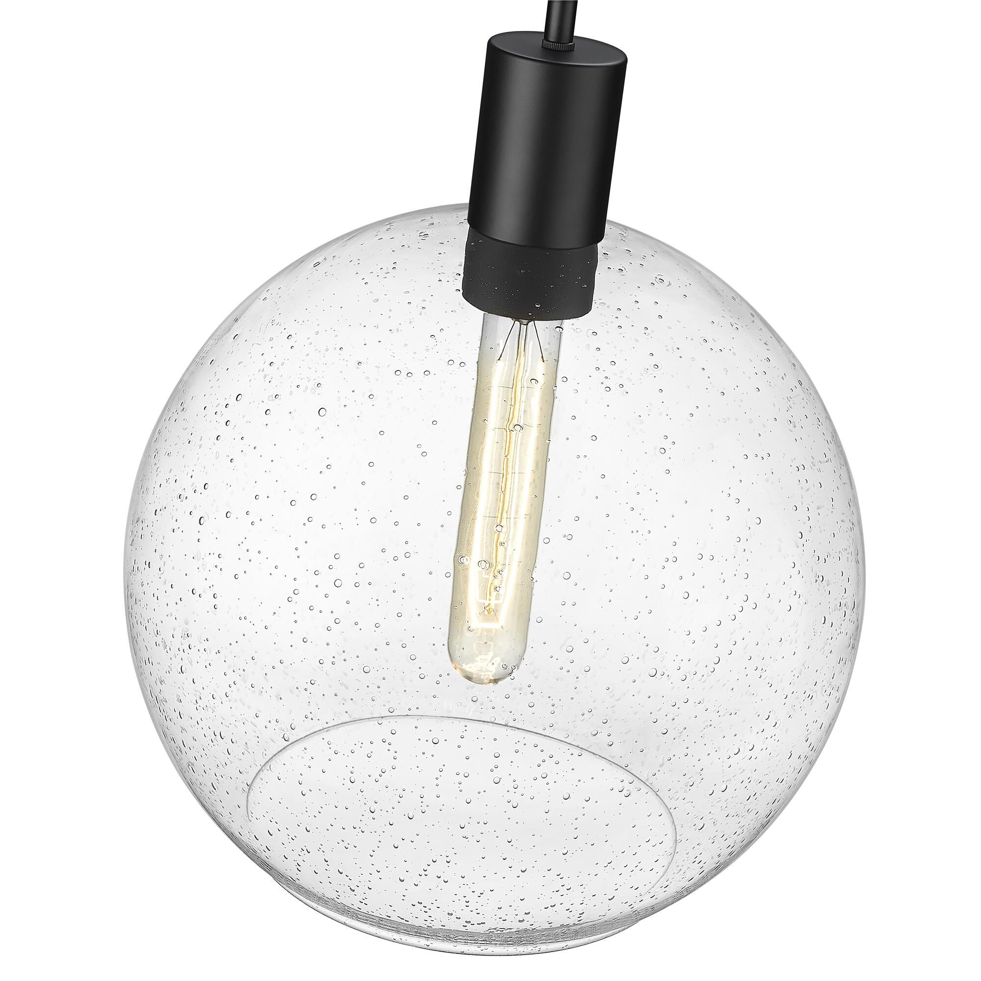 Shown in Matte Black finish and Clear Seedy glass