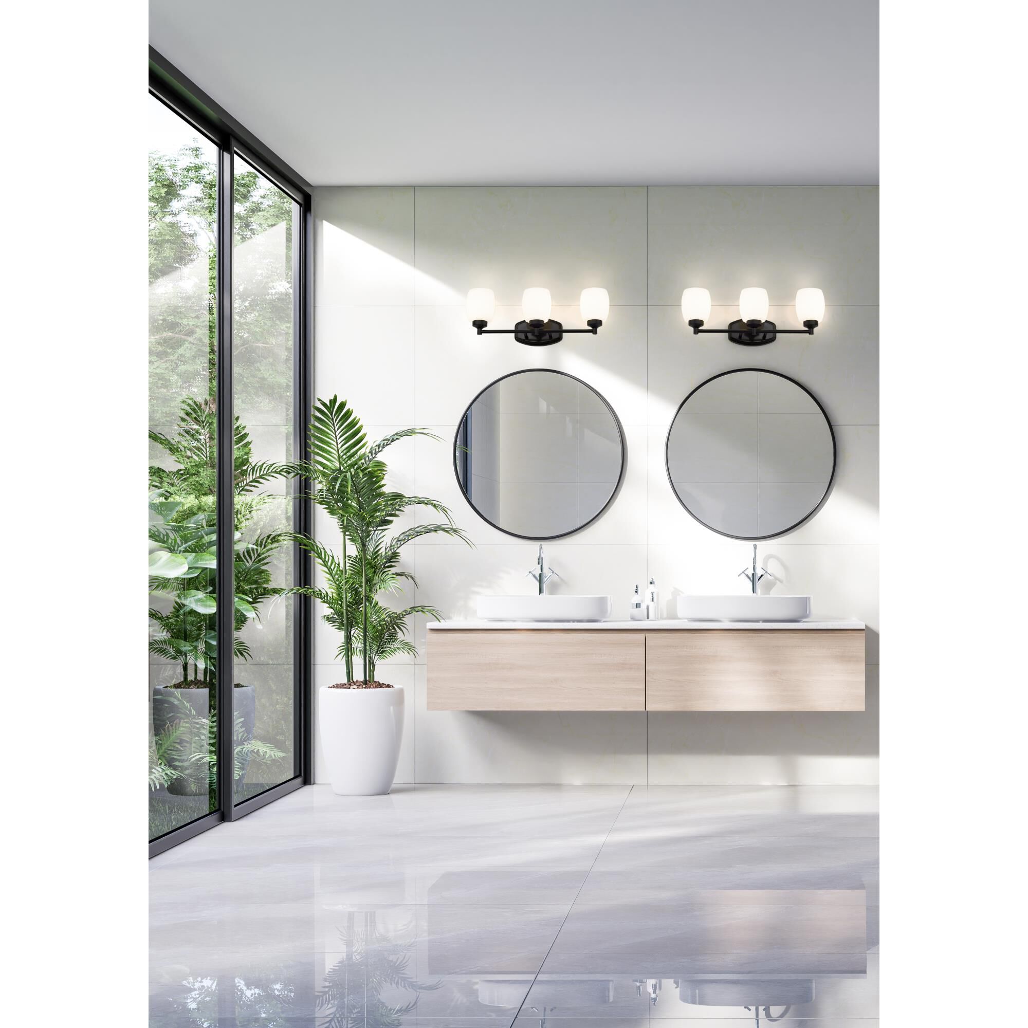 Shown in Matte Black finish and Matte Opal glass and Matte Opal shade