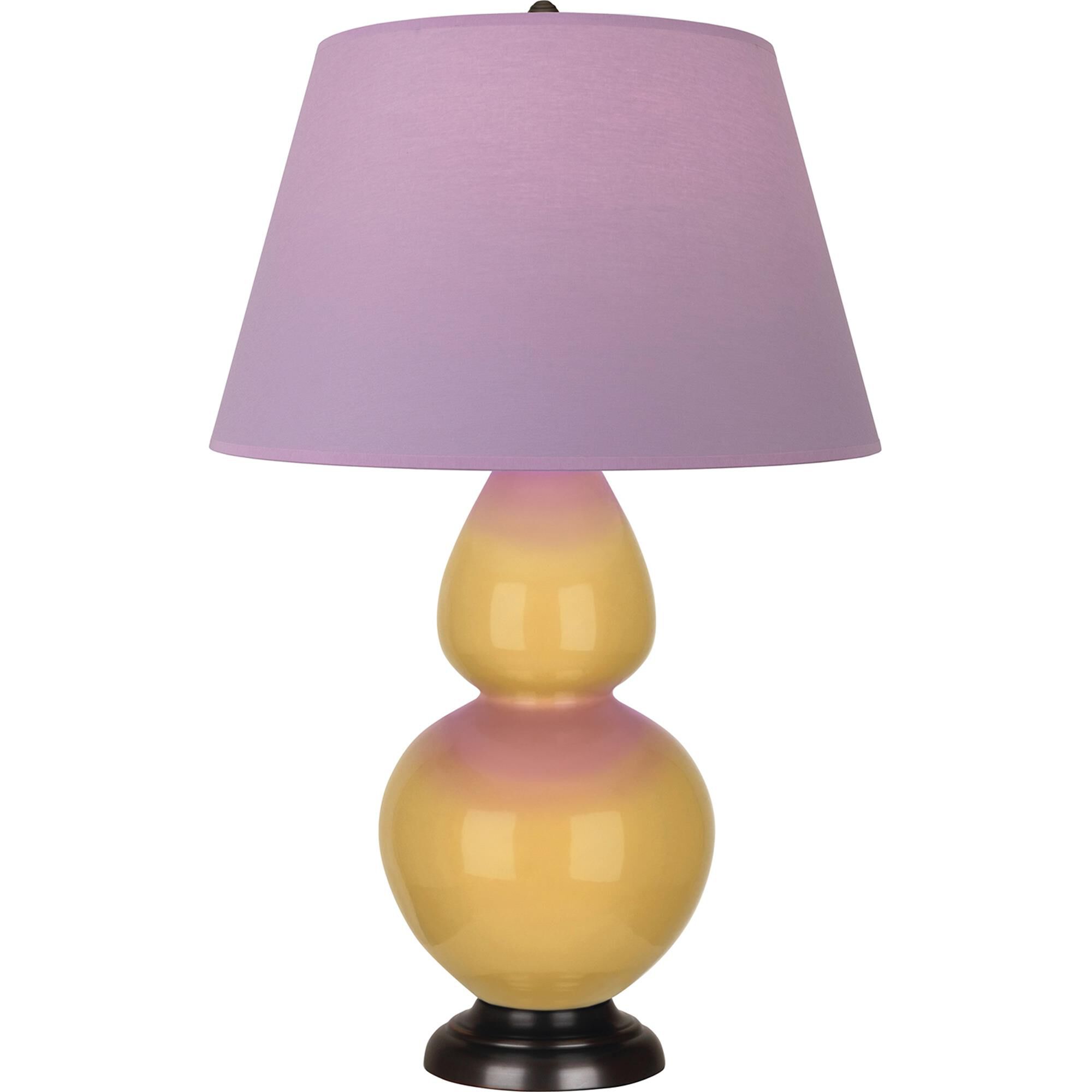 Shown in Sunset finish and Lavender and Plum shade and Deep Patina Bronze accent
