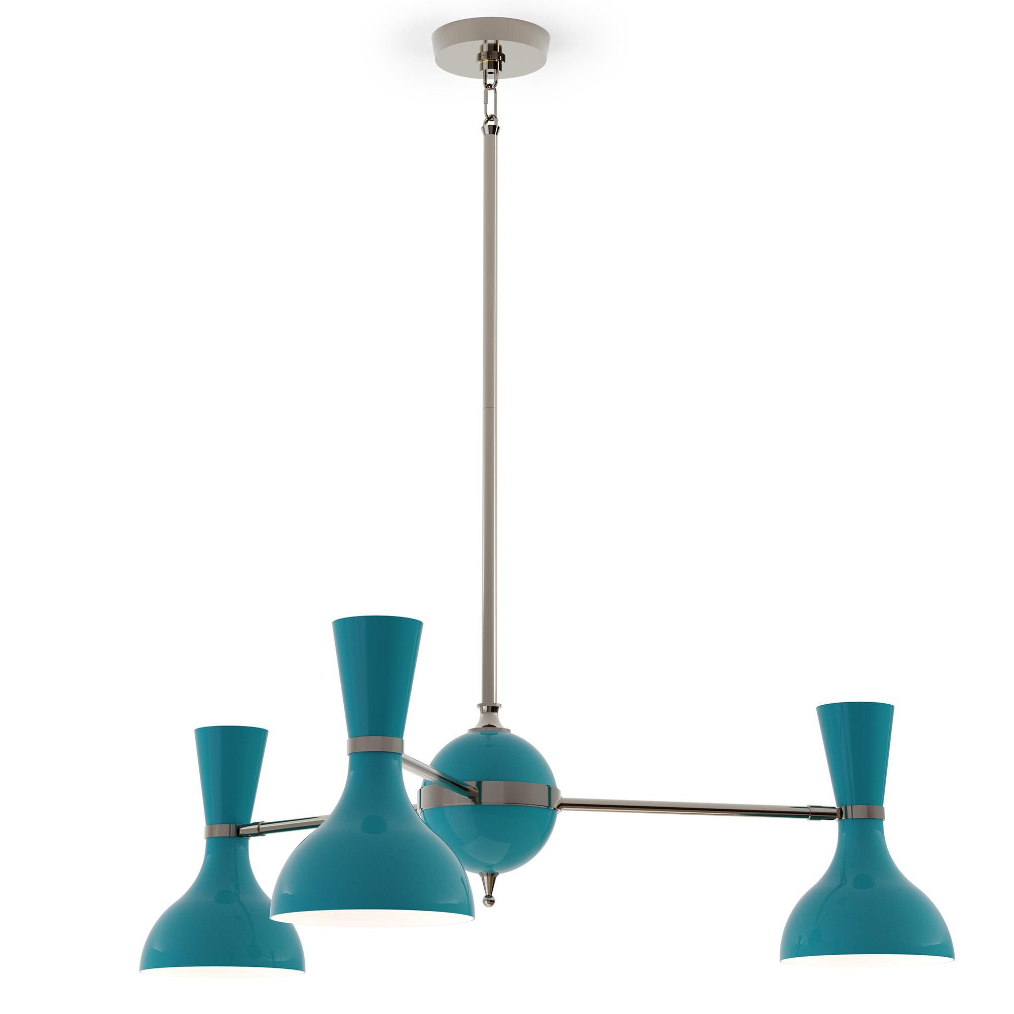 Shown in Polished Nickel finish and Peacock shade