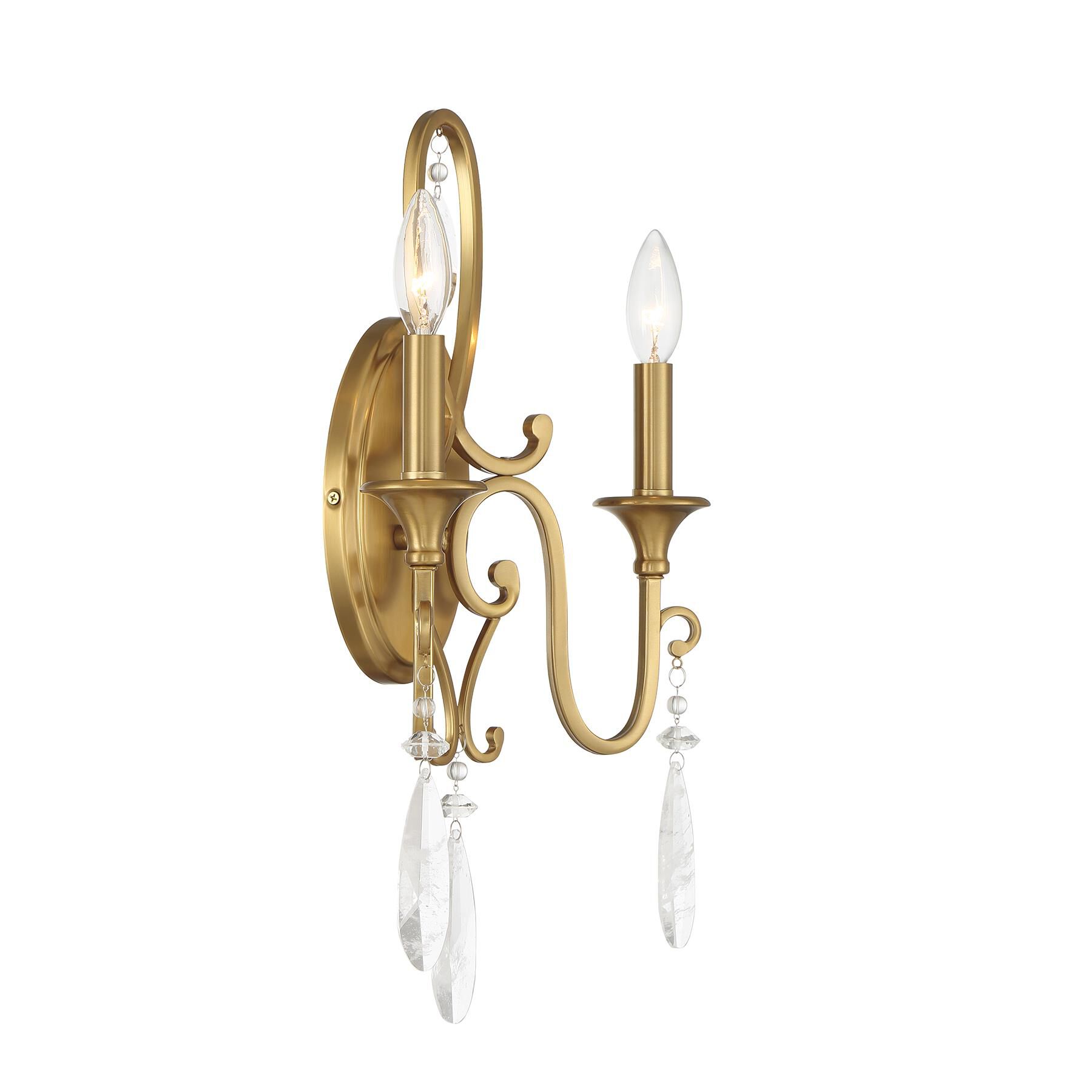 Shown in Warm Brass finish and Faux Rock Drop crystal