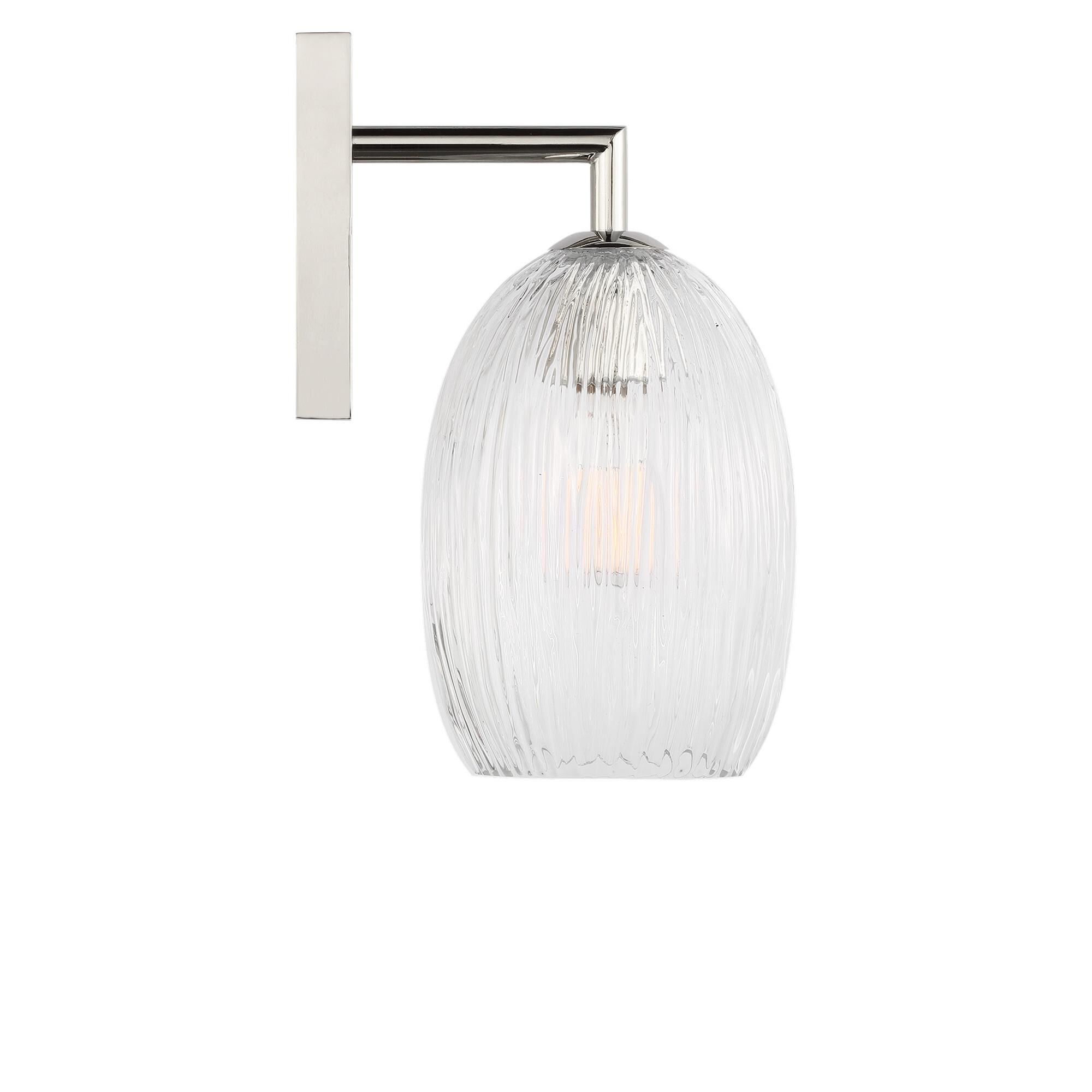 Shown in Polished Nickel finish and Striped Clear glass