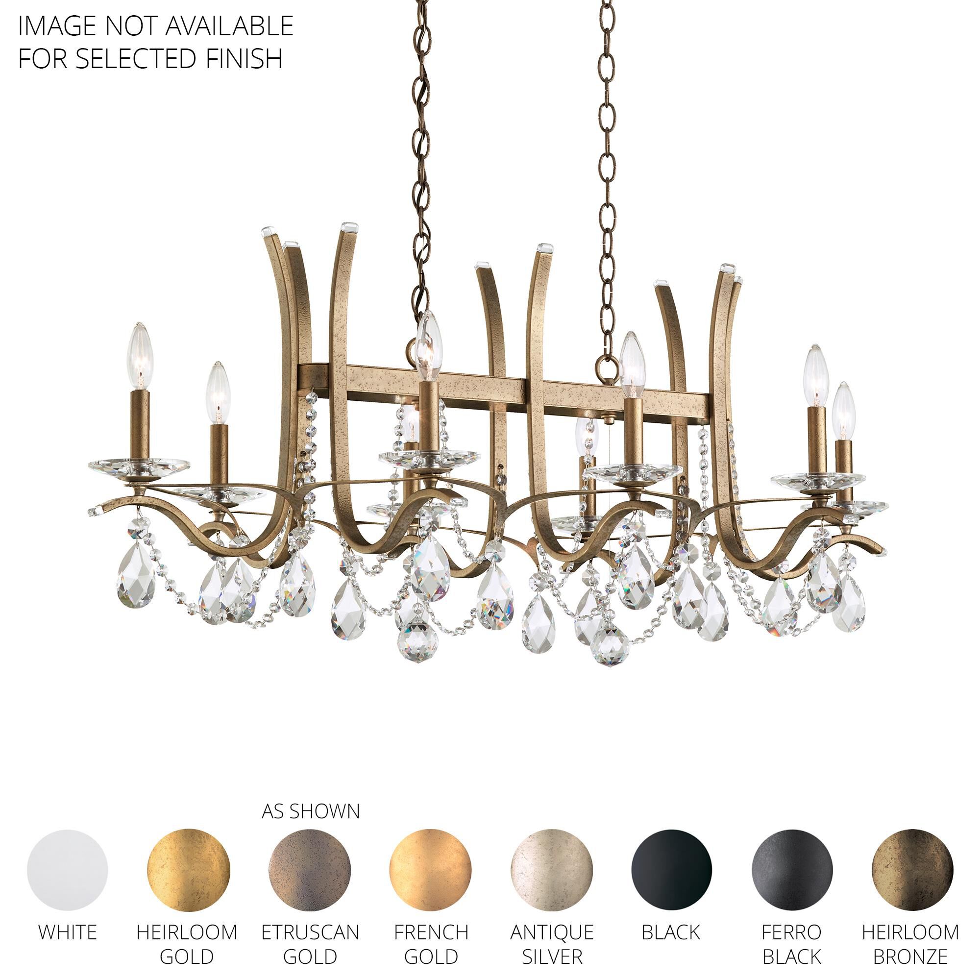 Shown in Heirloom Gold finish and Clear Radiance crystal