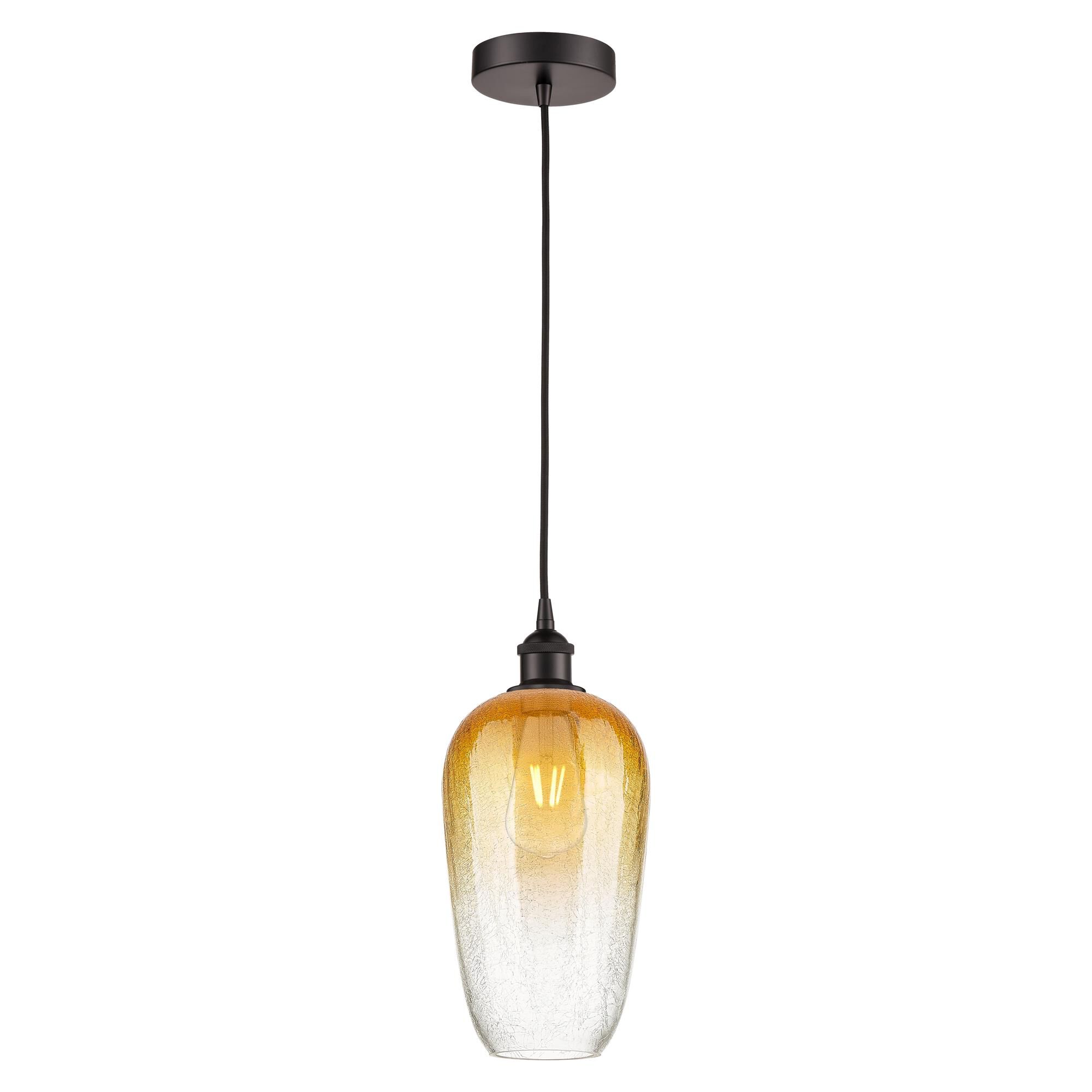 Shown in Oil Rubbed Bronze finish and Amber glass