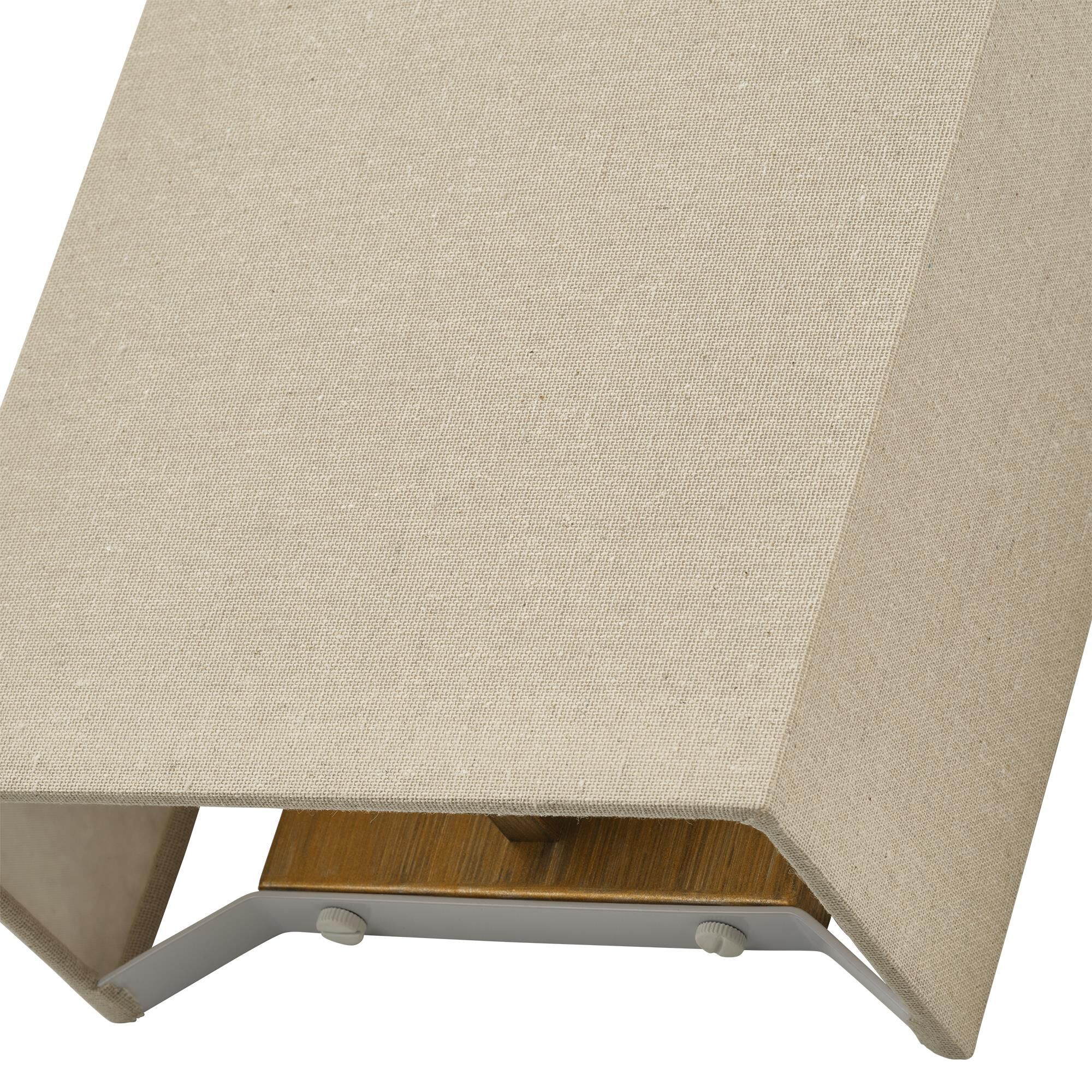 Shown in Antique Gold Leaf finish and Hand Crafted Parchment Color Hardback Fabric with White Color Inside shade