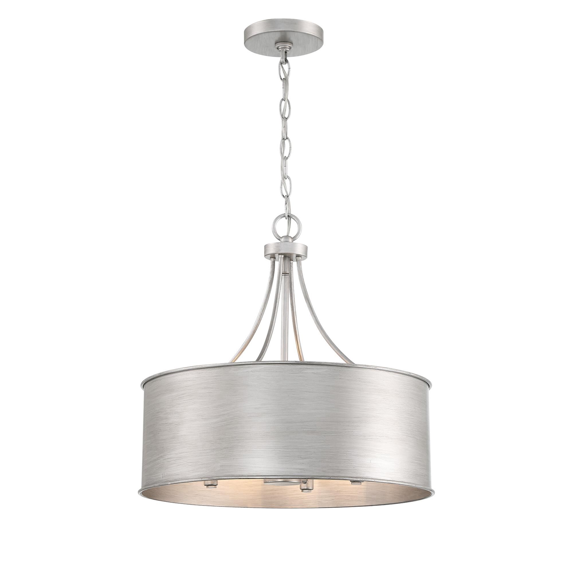 Shown in Antique Silver finish and Metal shade