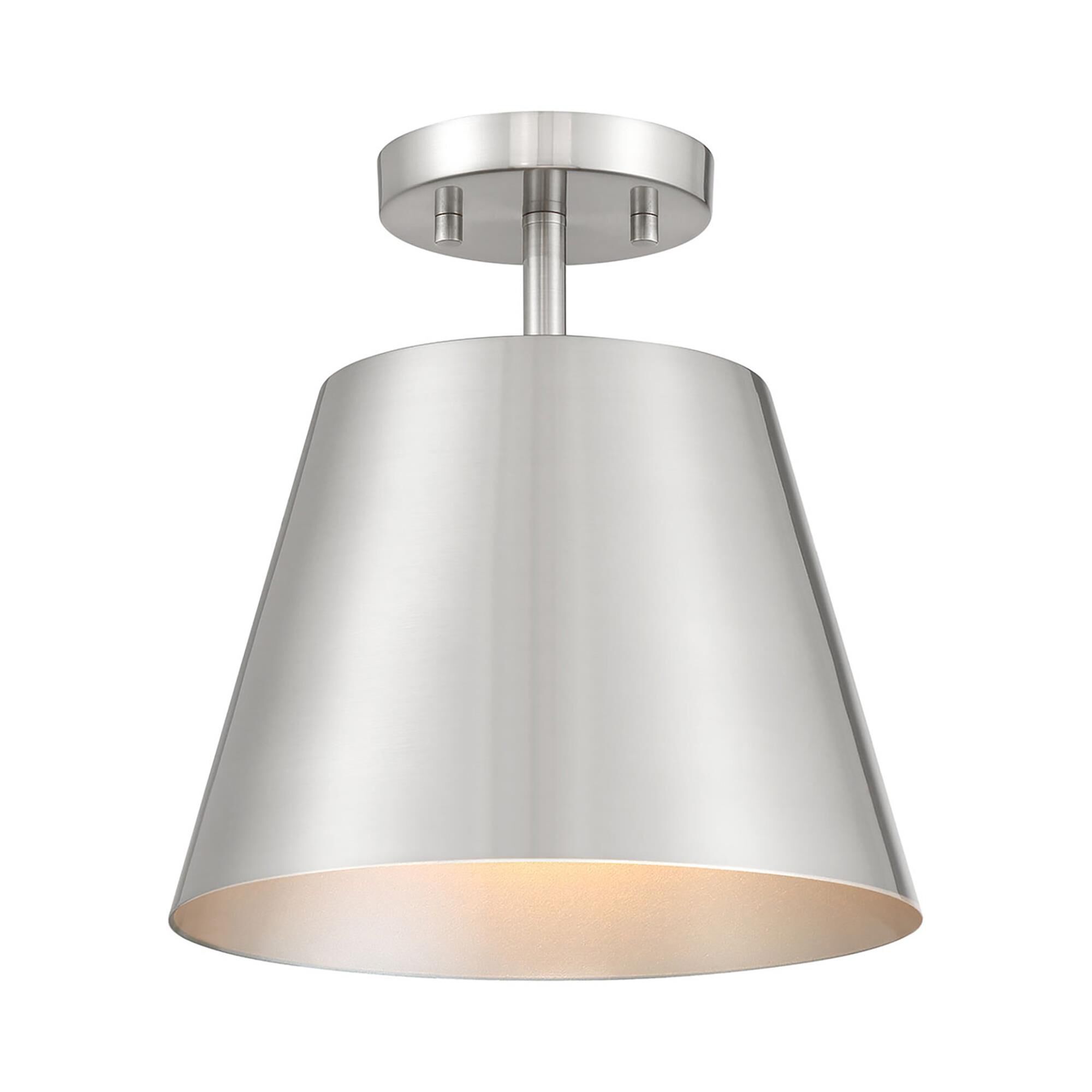 Shown in Brushed Nickel finish and Metal shade