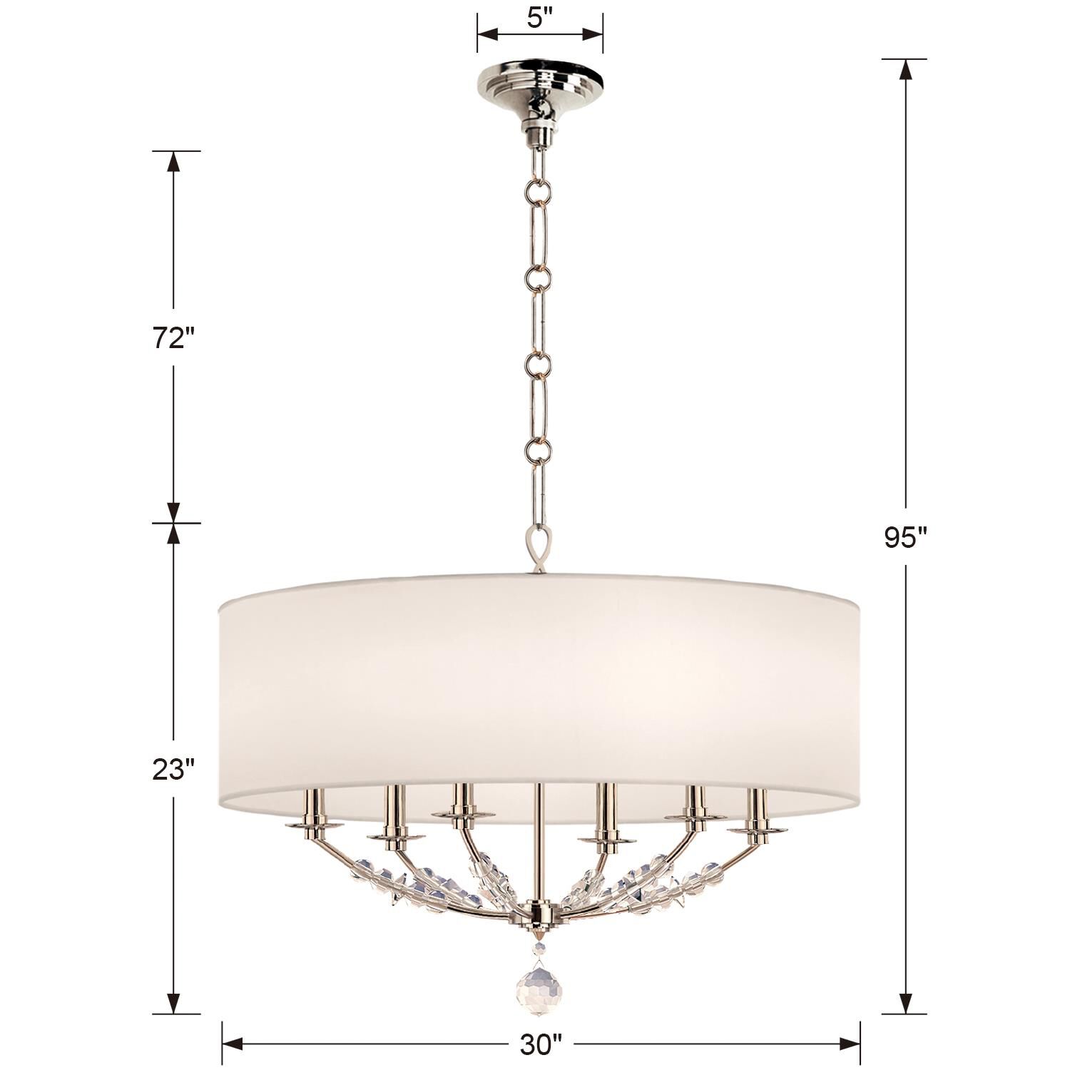Mirage 30 Inch 6 Light Chandelier by Crystorama