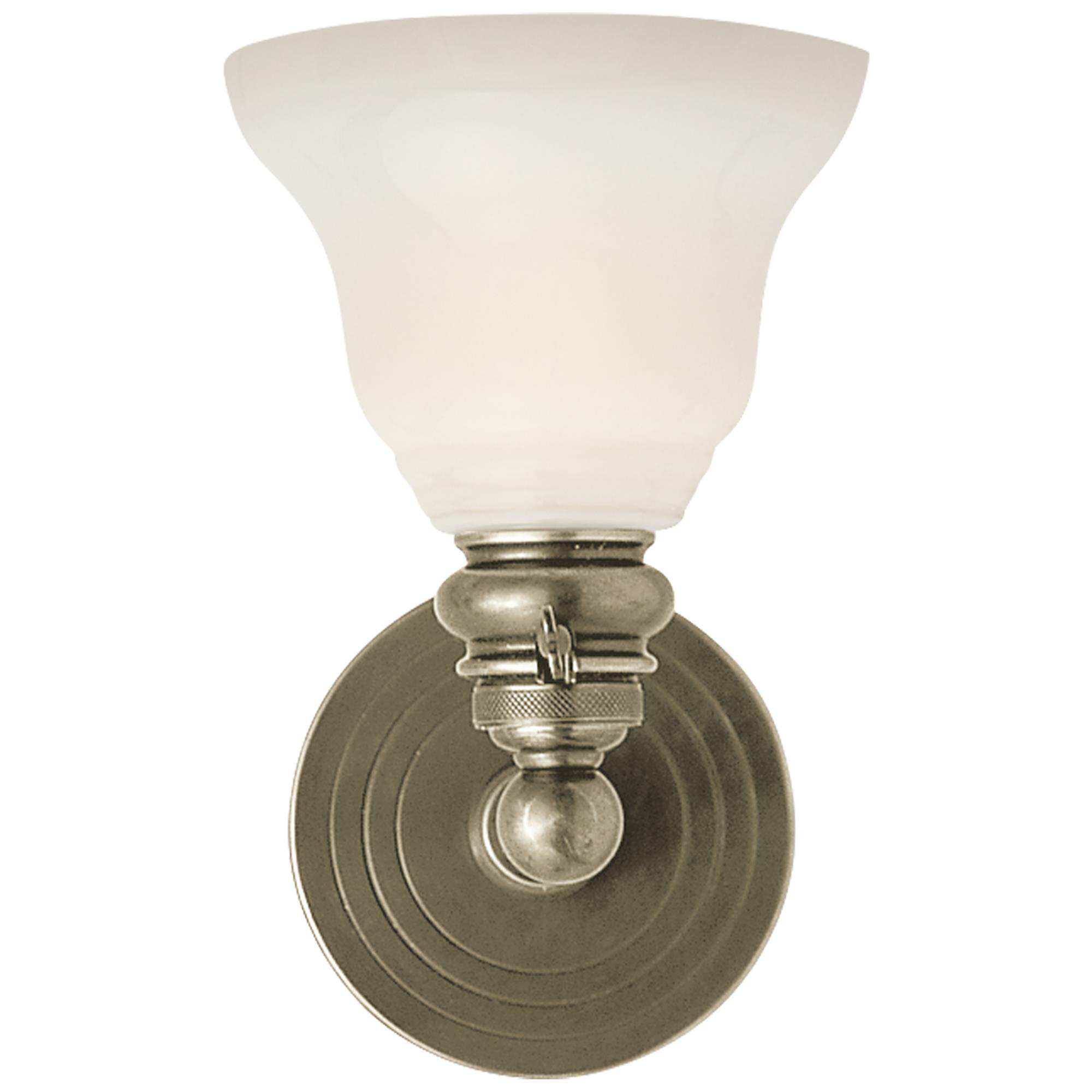 Shown in Antique Nickel finish and White glass