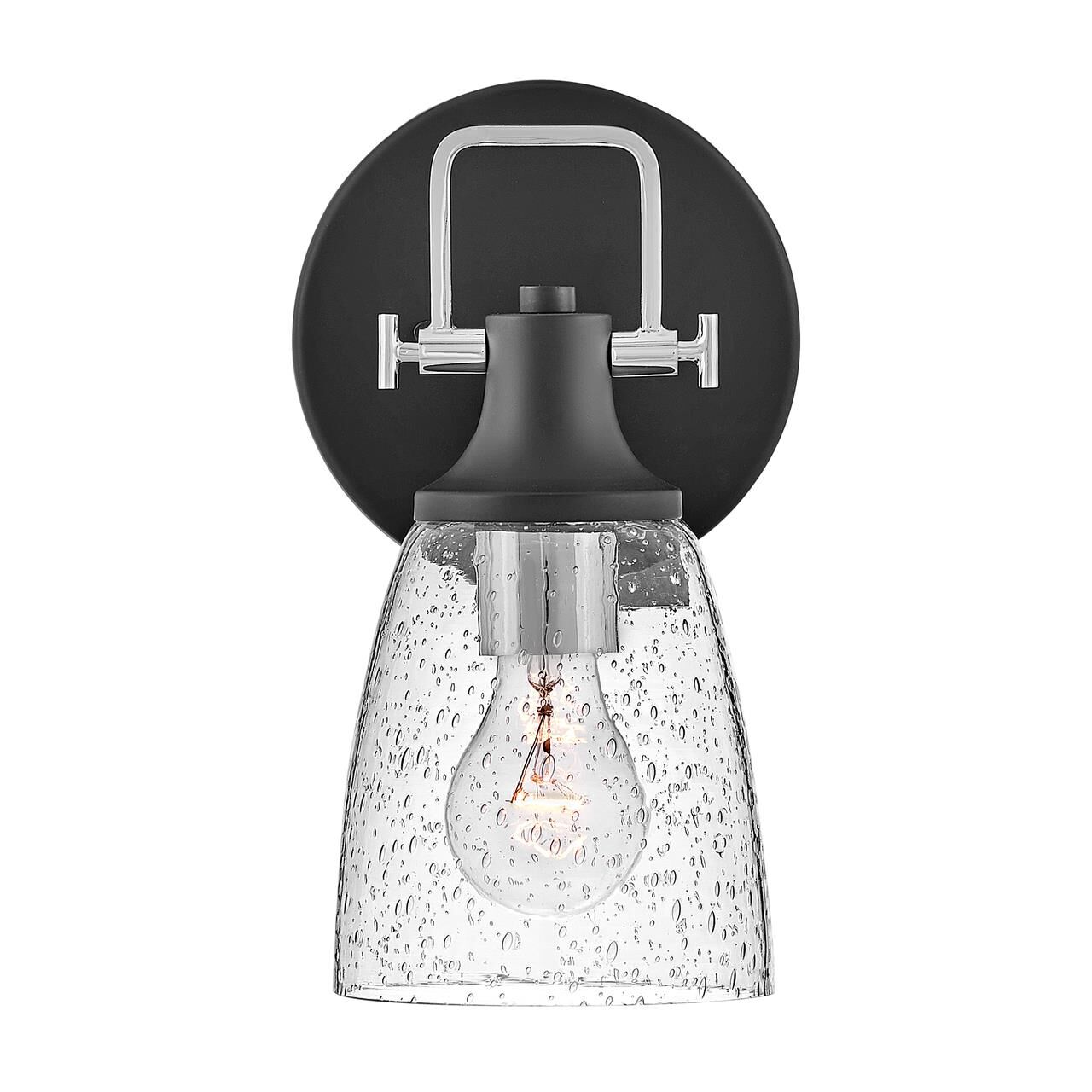 Shown in Black with Chrome finish and Clear Seedy glass