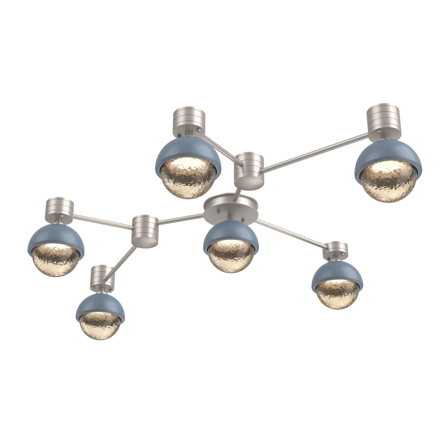 Shown in Beige Silver finish and Amber glass and Poppy Blue accent