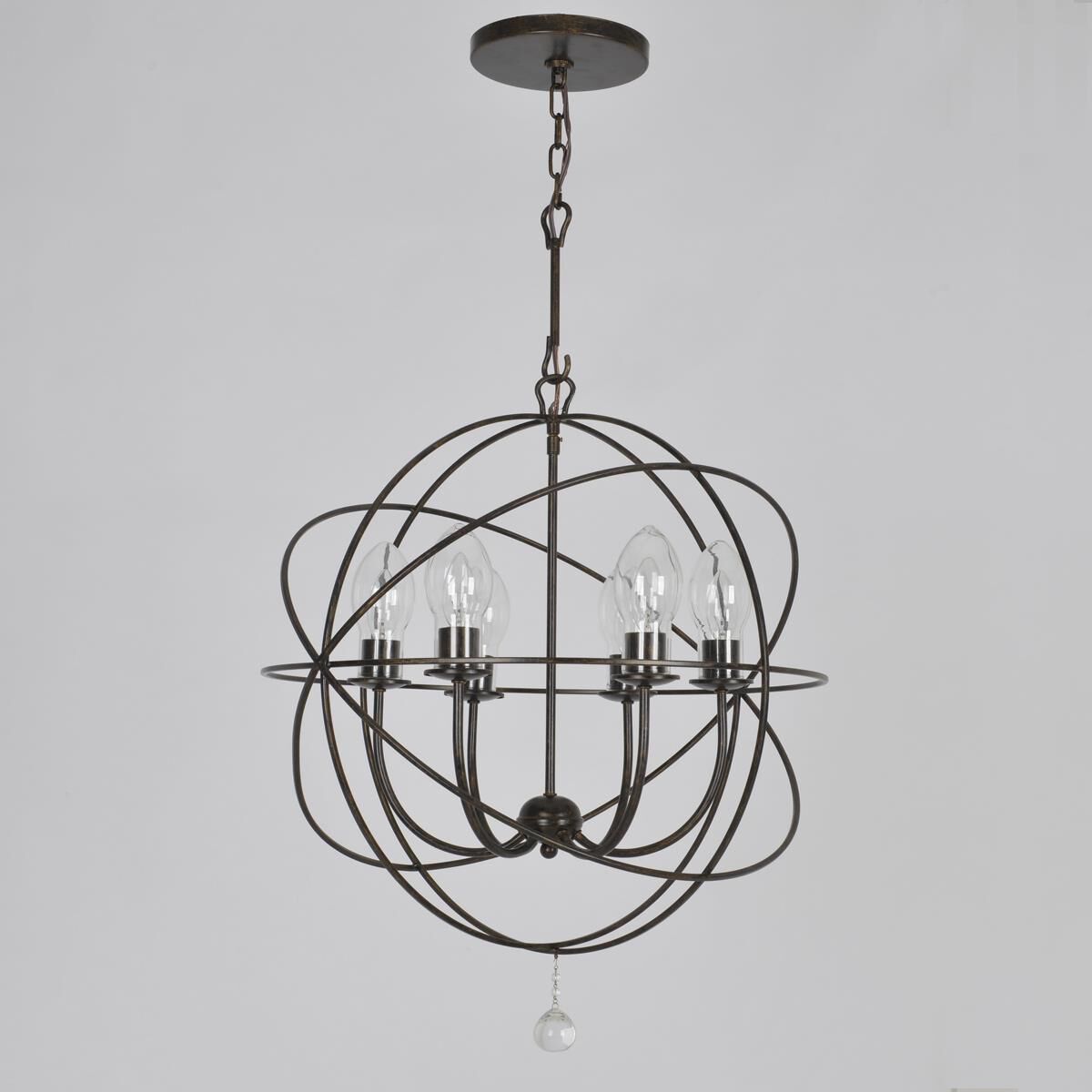 Shown in English Bronze finish and Clear Glass Drops crystal and Clear glass and Clear Glass shade