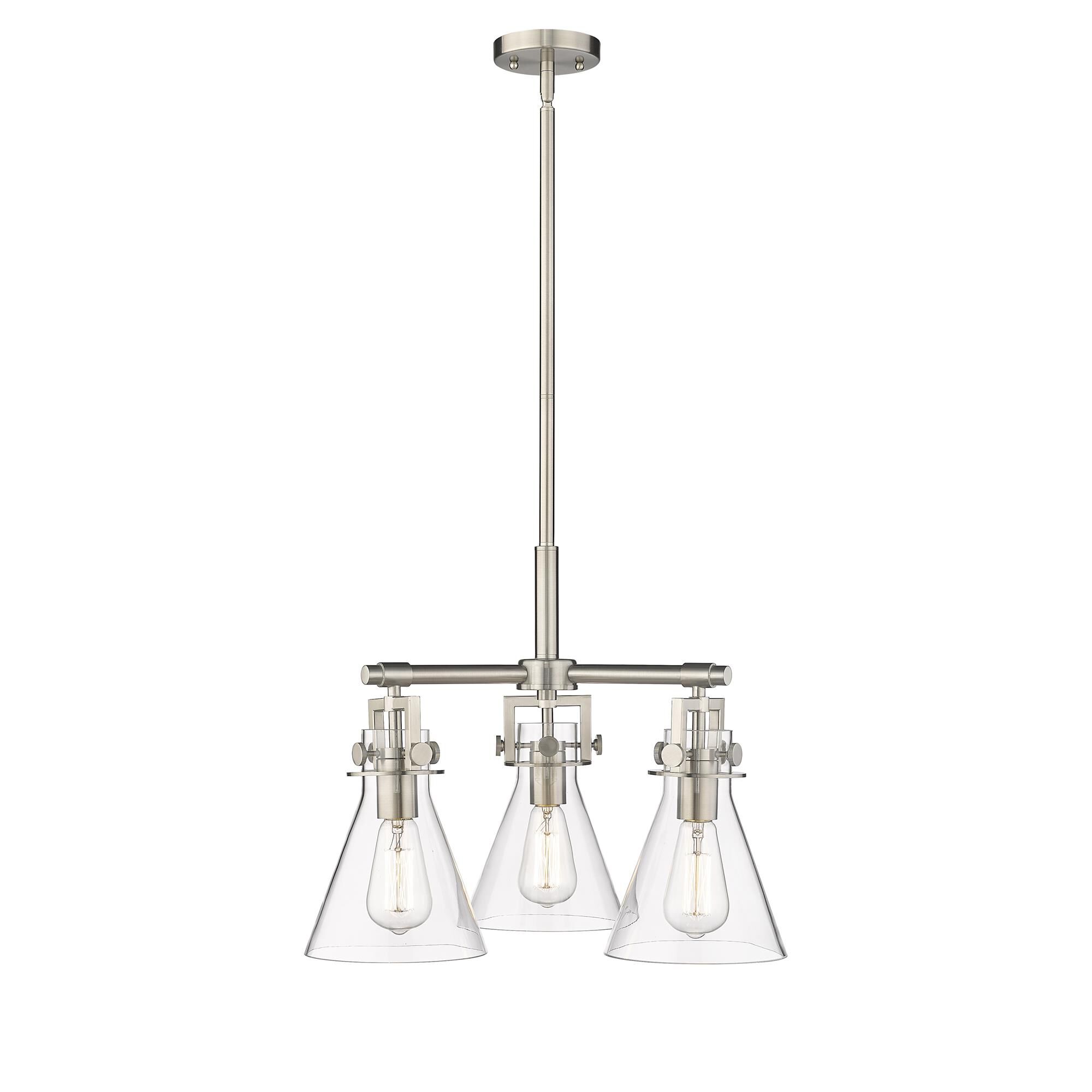 Shown in Satin Nickel finish and Clear glass