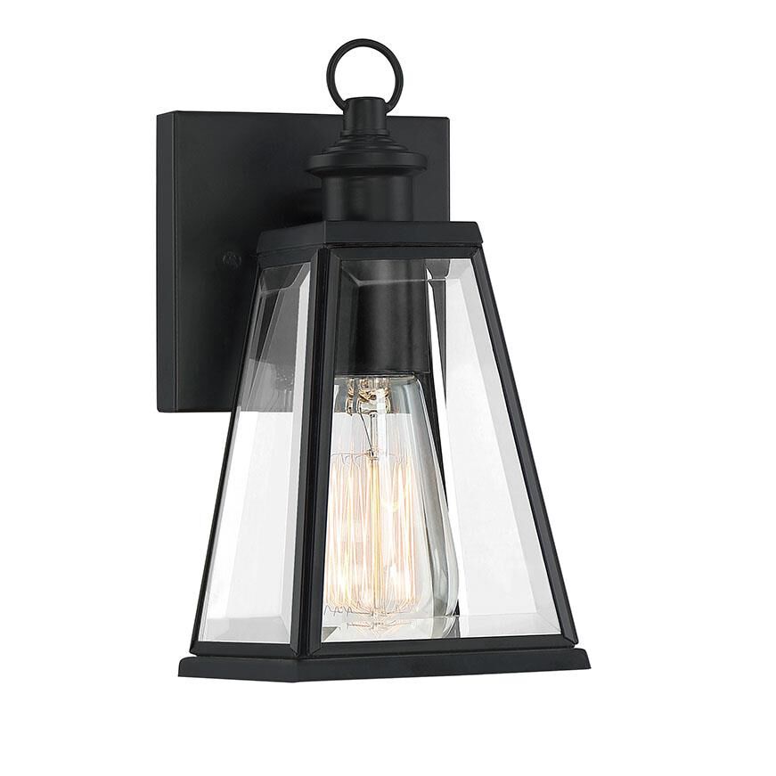 Shown in Matte Black finish and Clear Beveled Glass shade
