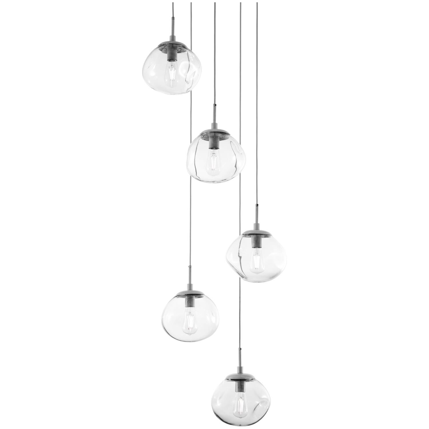 Shown in Metallic Beige Silver finish and Blown Clear glass