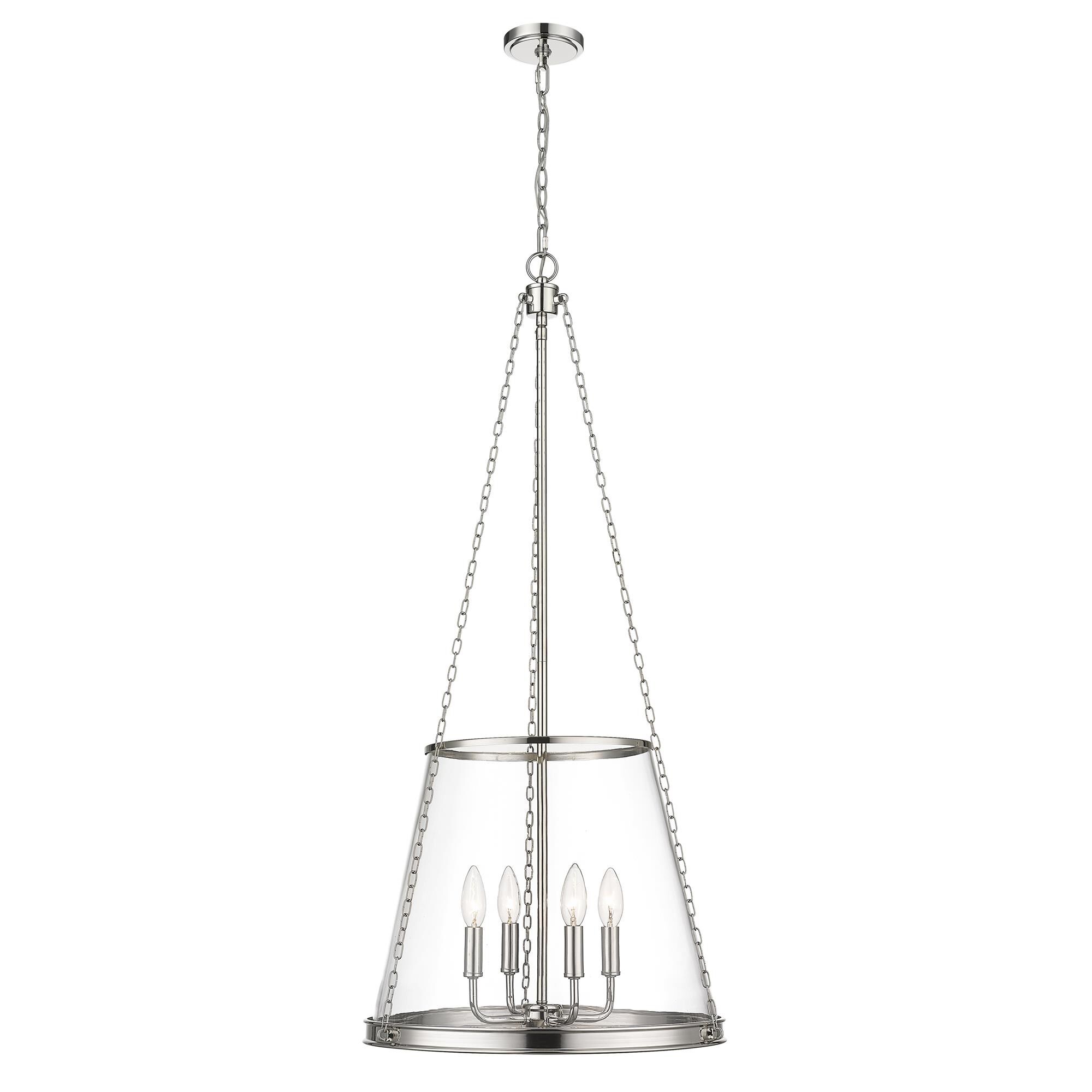 Shown in Polished Nickel finish and Clear glass