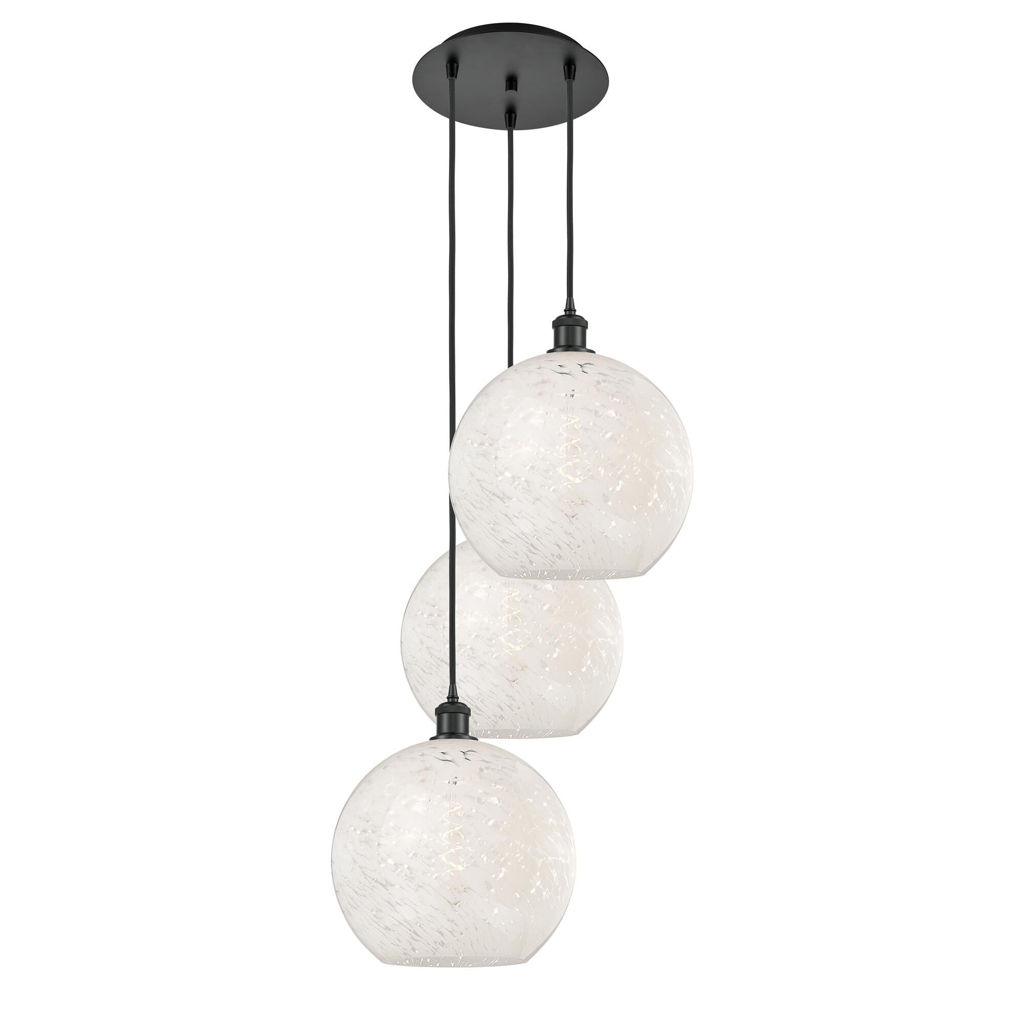 Shown in Matte Black finish and White Mouchette glass