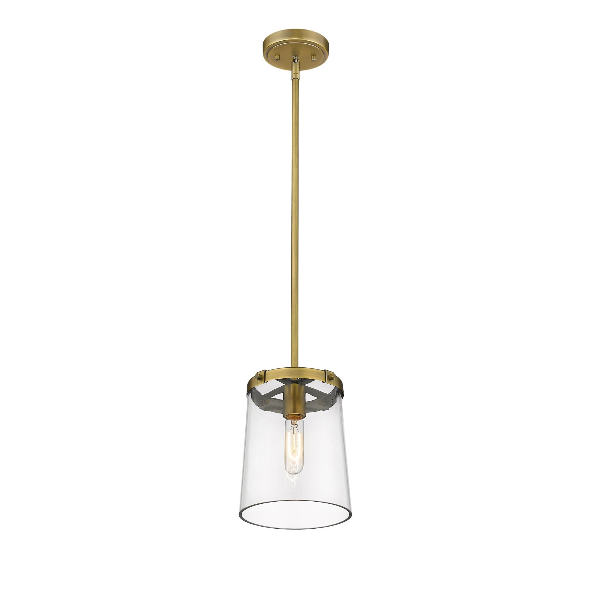 Shown in Rubbed Brass finish and Glass shade