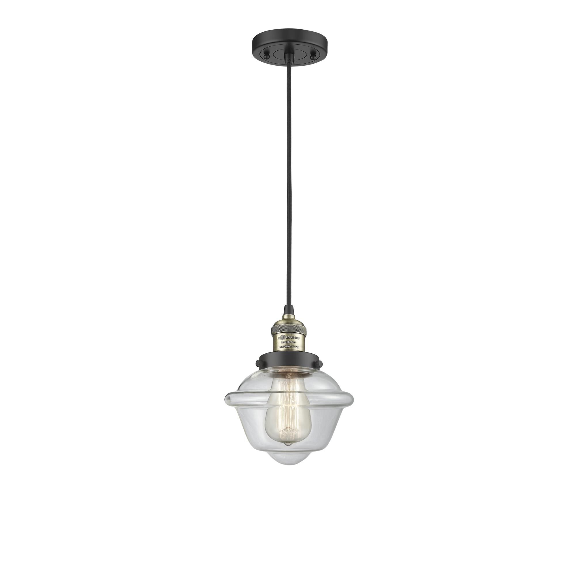 Shown in Black Antique Brass finish and Clear glass