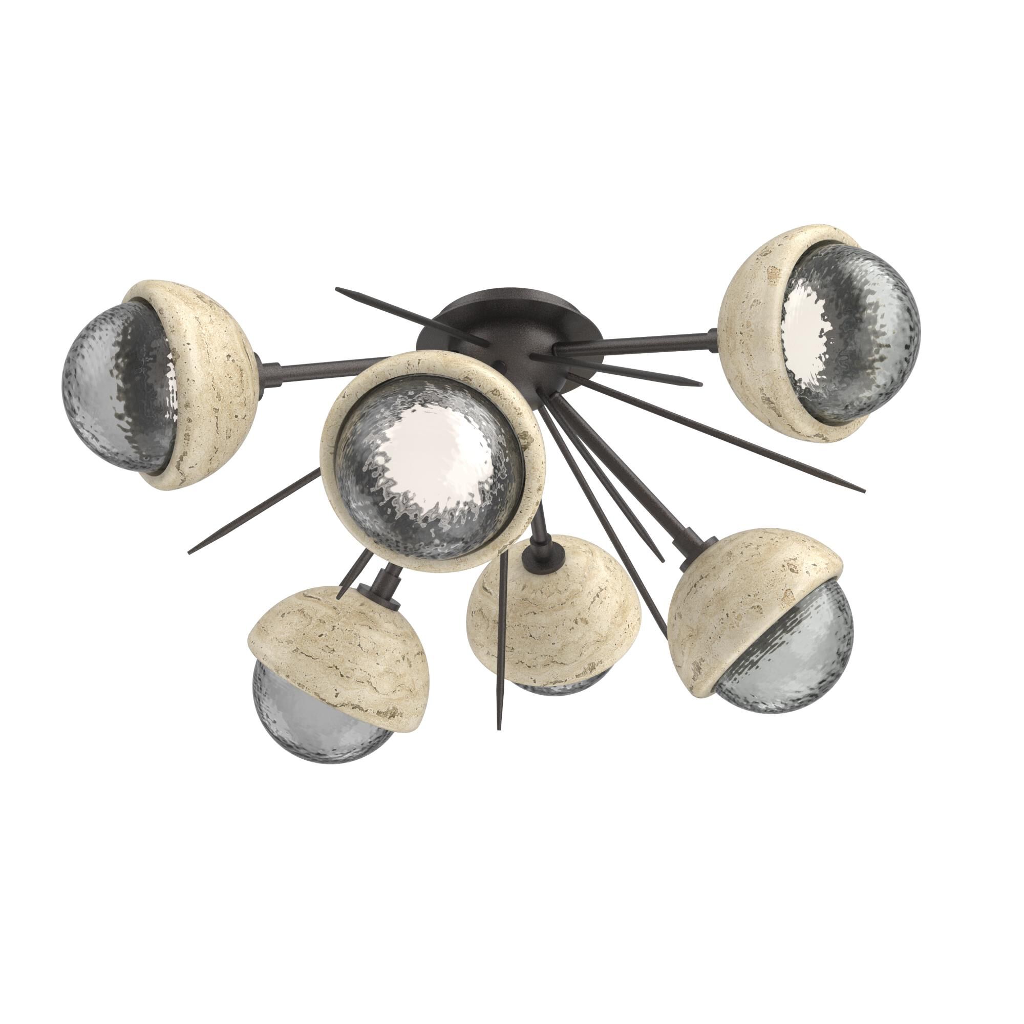 Shown in Graphite finish and Smoke glass and Travertine Stone accent