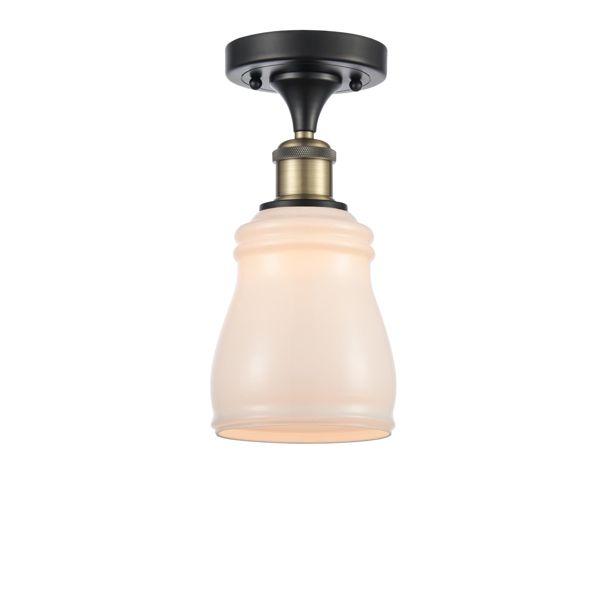 Shown in Black Antique Brass finish and Bell glass and Glass shade