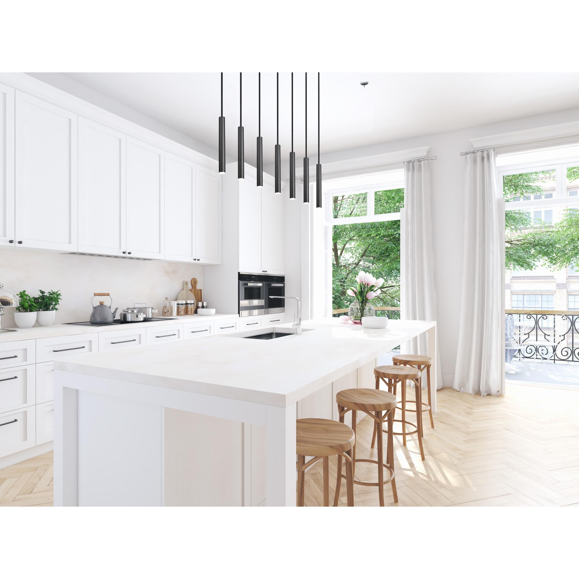 Shown in Matte Black finish and Matte Black glass and Matte Black shade