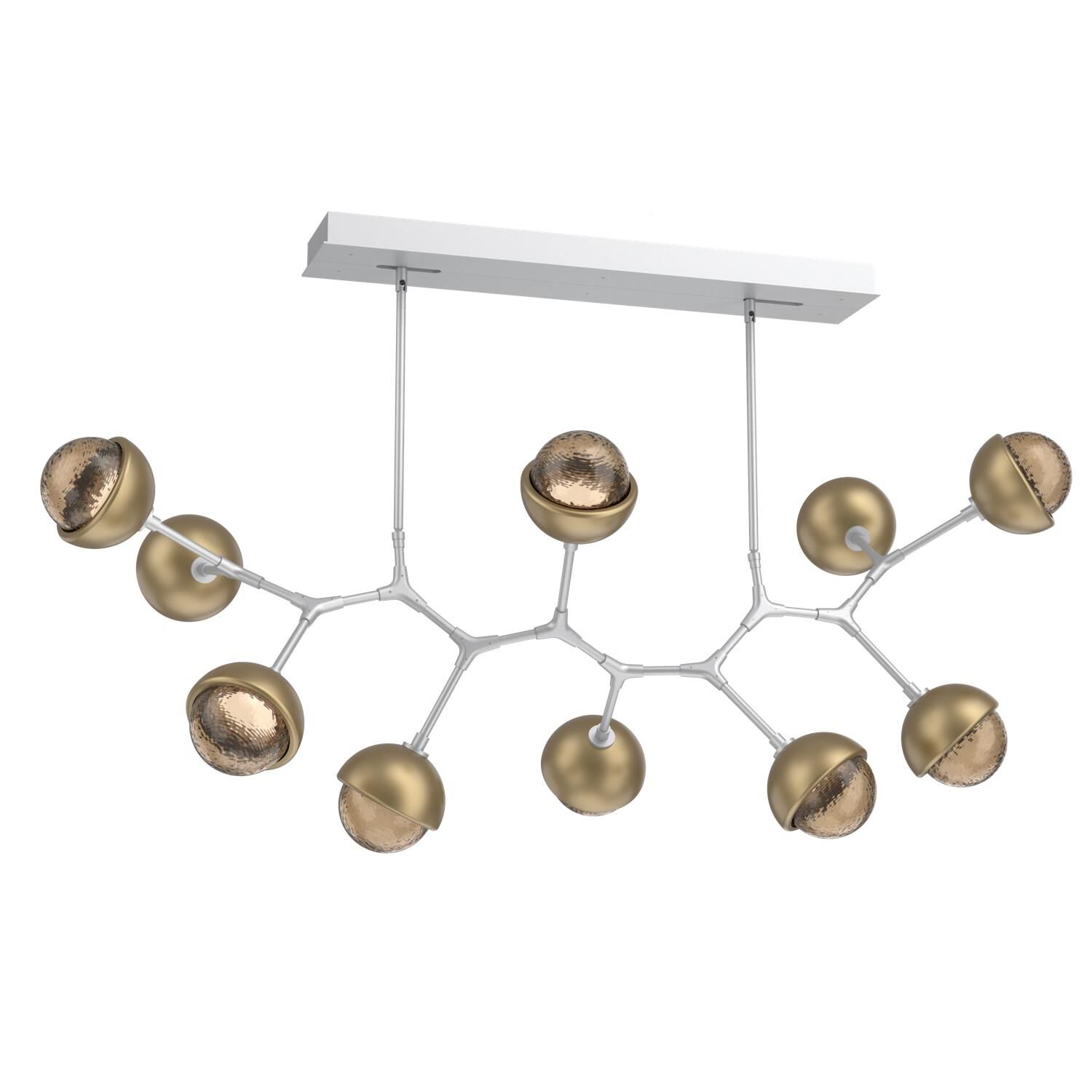 Shown in Classic Silver finish and Bronze glass and Gilded Brass accent