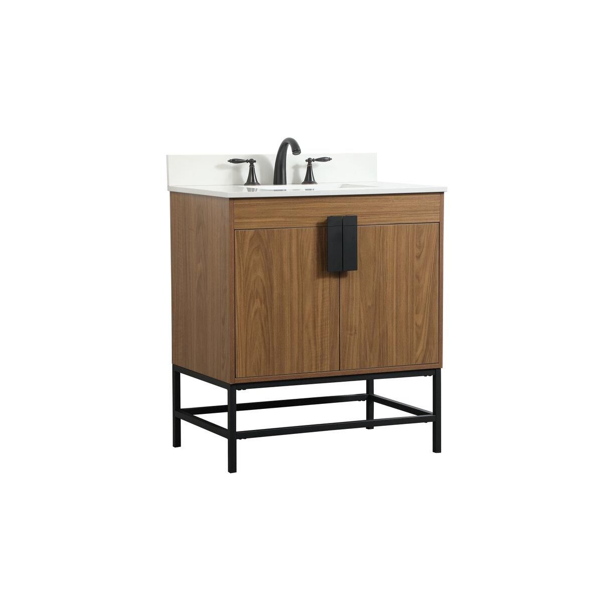 Shown in Walnut Brown finish and With Backsplash accent