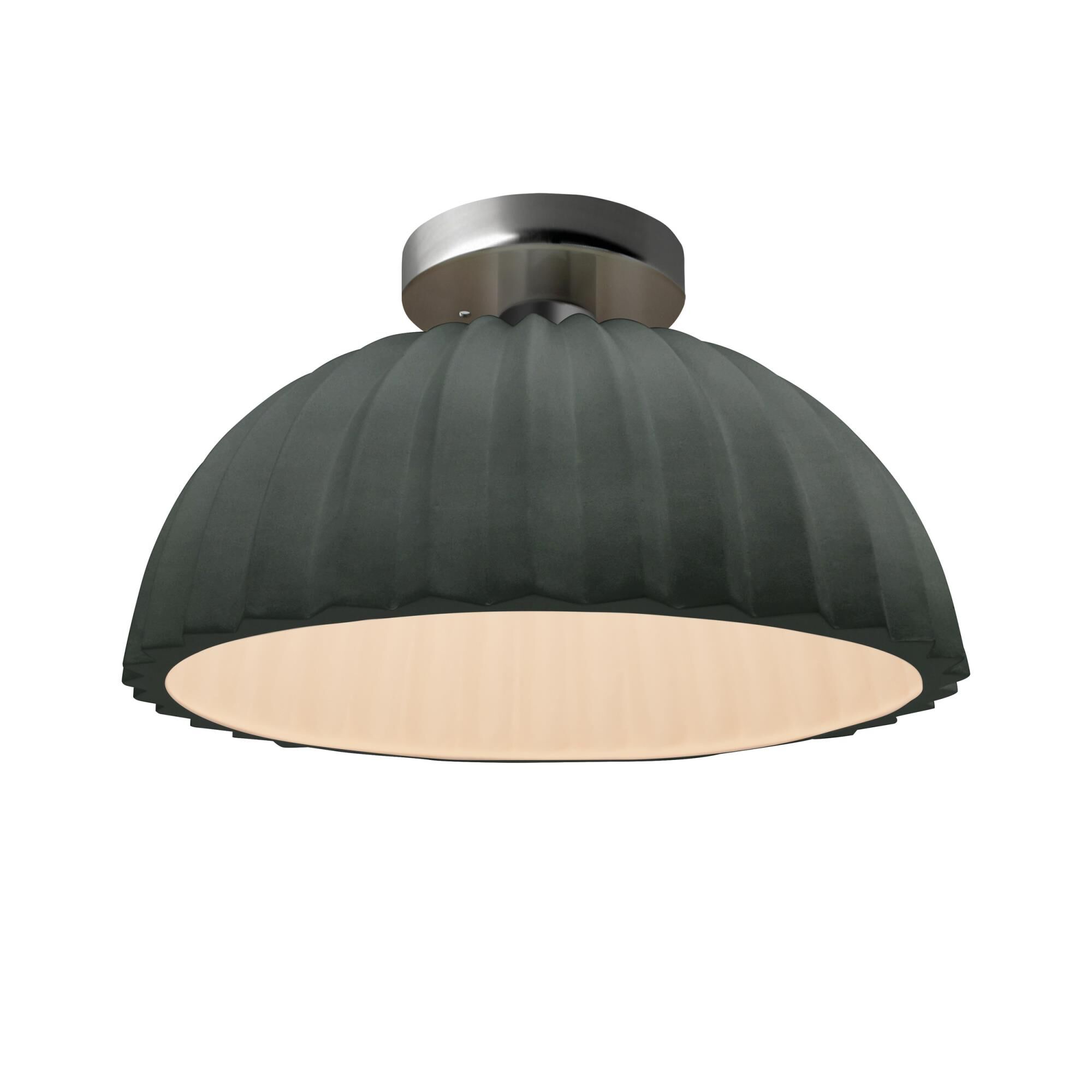 Shown in Brushed Nickel finish and Pewter Green shade