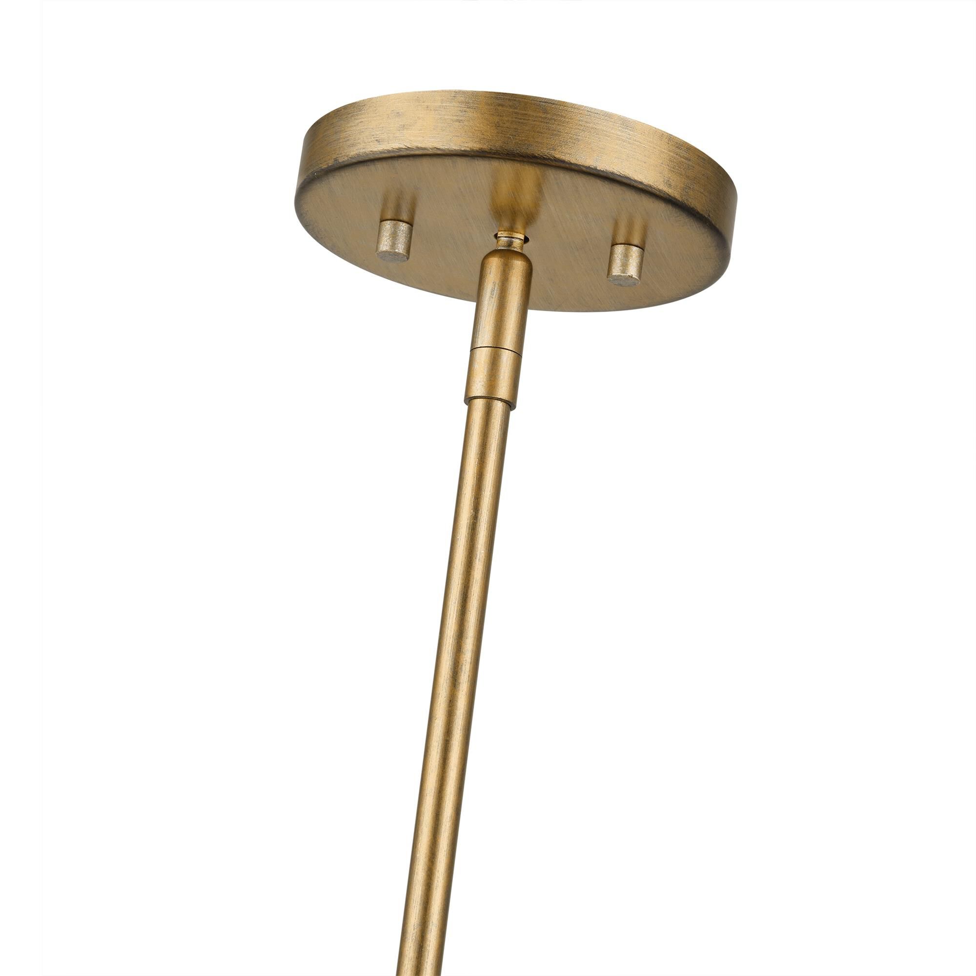 Shown in Antique Gold Leaf finish and Hand-Woven Rustic Walnut Color Rattan shade